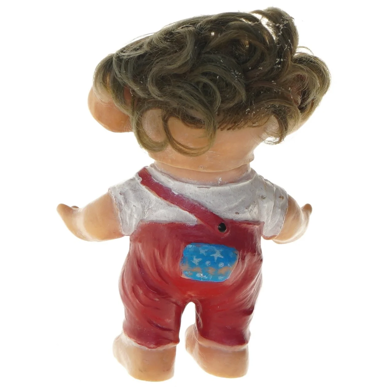 Vintage troldefigur med overalls (str. 18,5 cm)