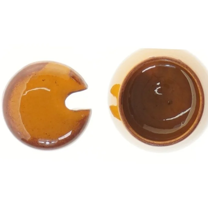 Keramik sennepskrukke med låg (str. 6,5 cm)