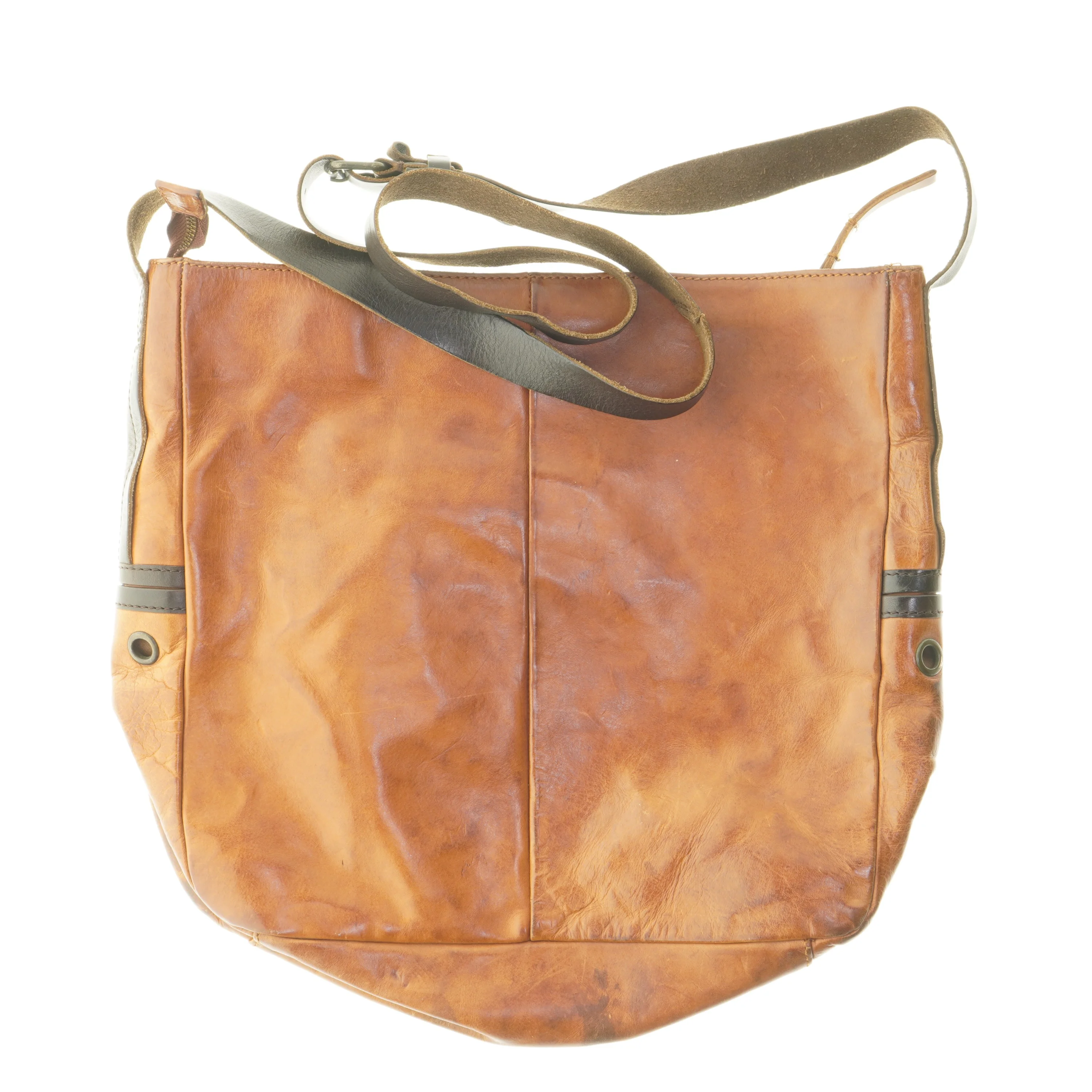 Brun lædertaske fra RE (str. 35x38 cm)