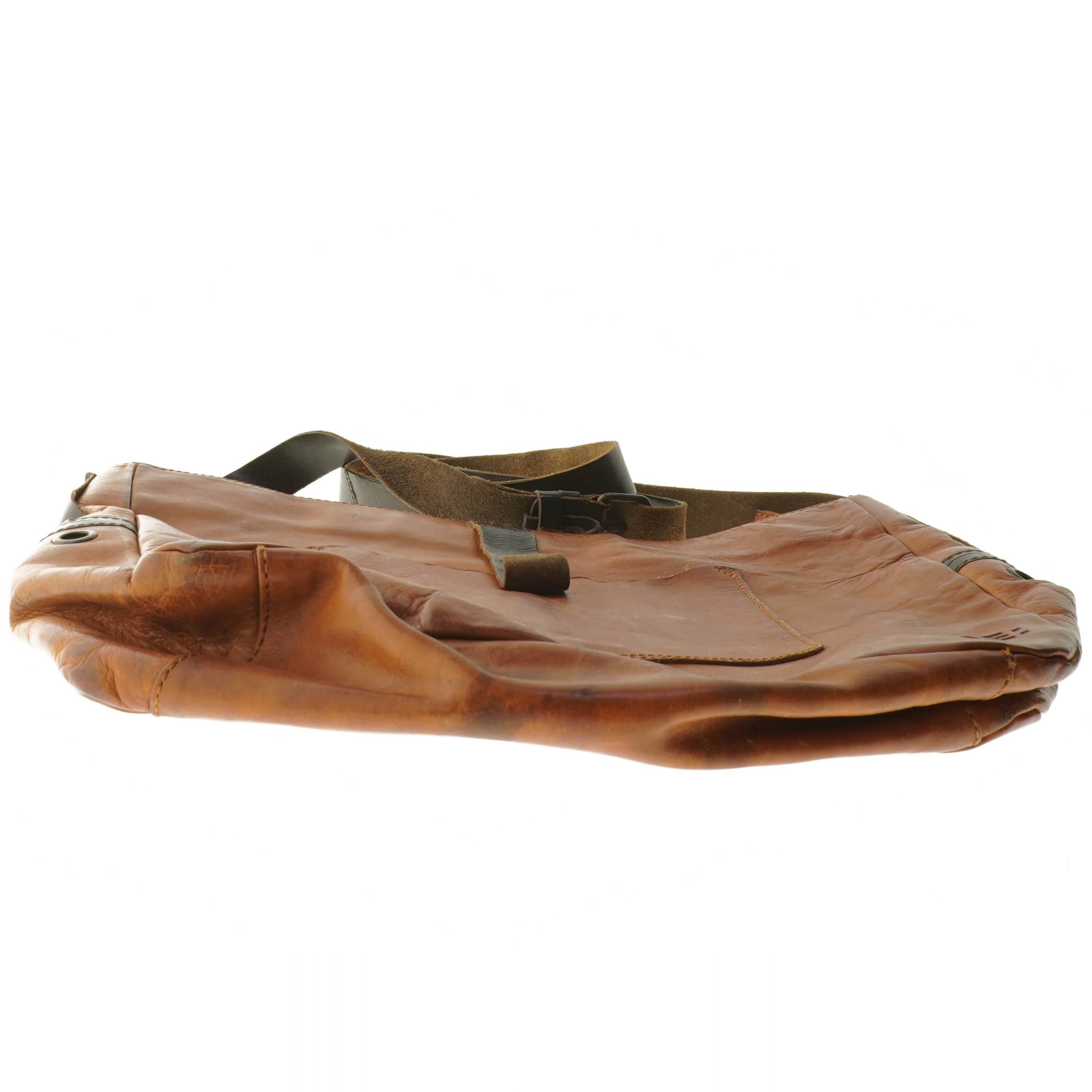 Brun lædertaske fra RE (str. 35x38 cm)