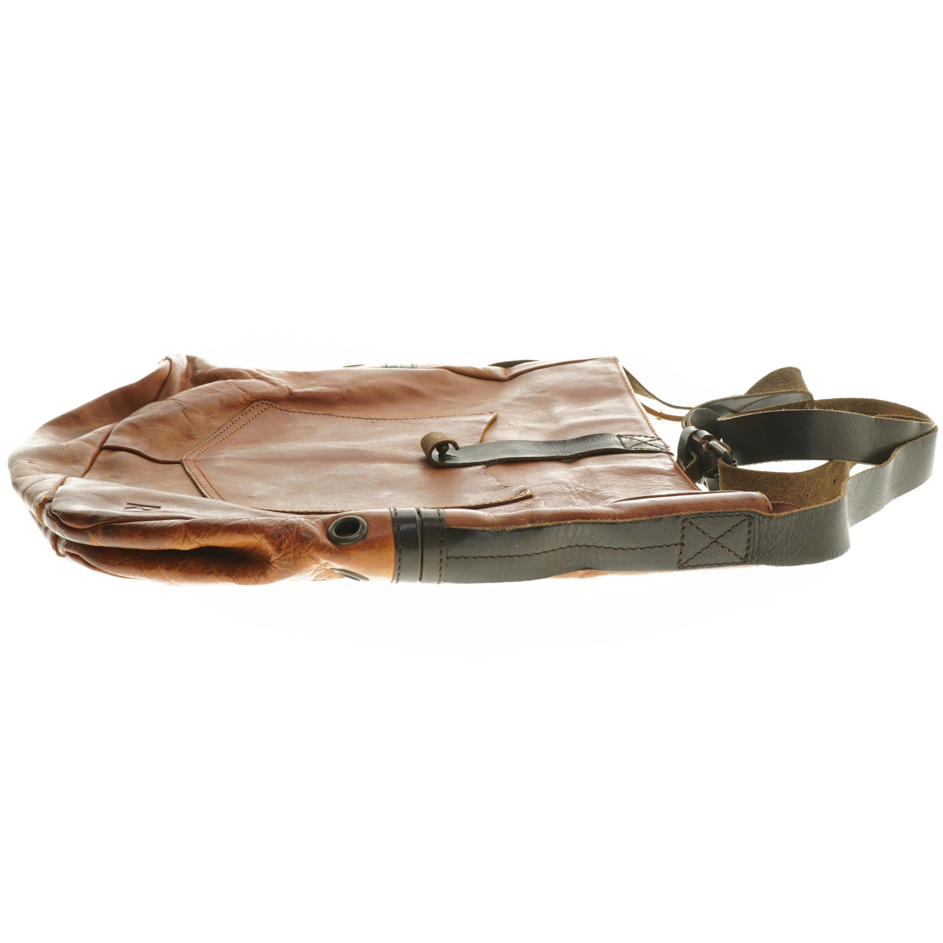 Brun lædertaske fra RE (str. 35x38 cm)