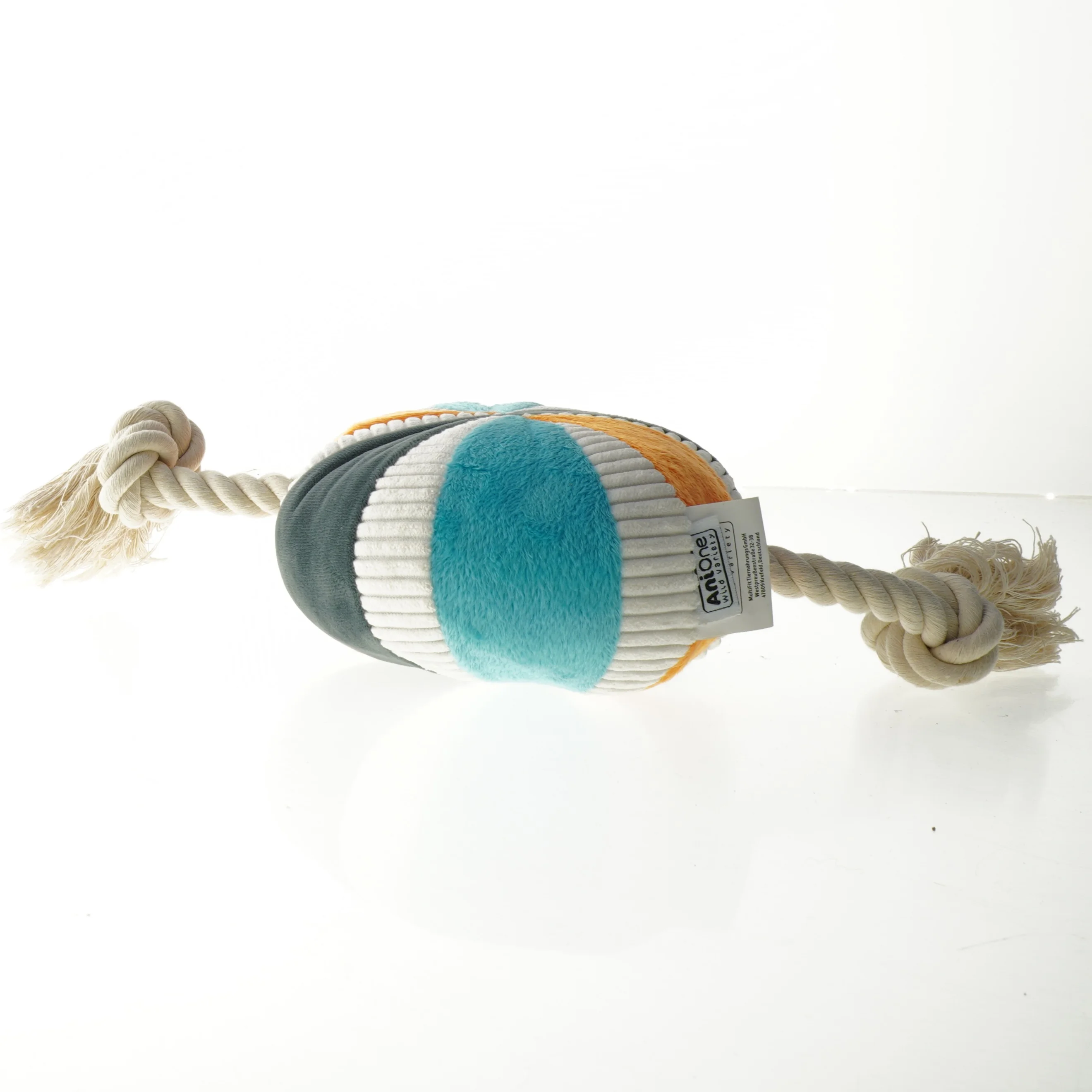 Hundelegetøj i stof med reb fra Anione (str. 43. x 16 cm)