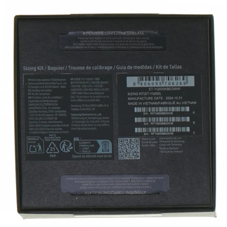  Galaxy Ring Størrelseskit fra Samsung (str. 9 x 9. x 4 cm)