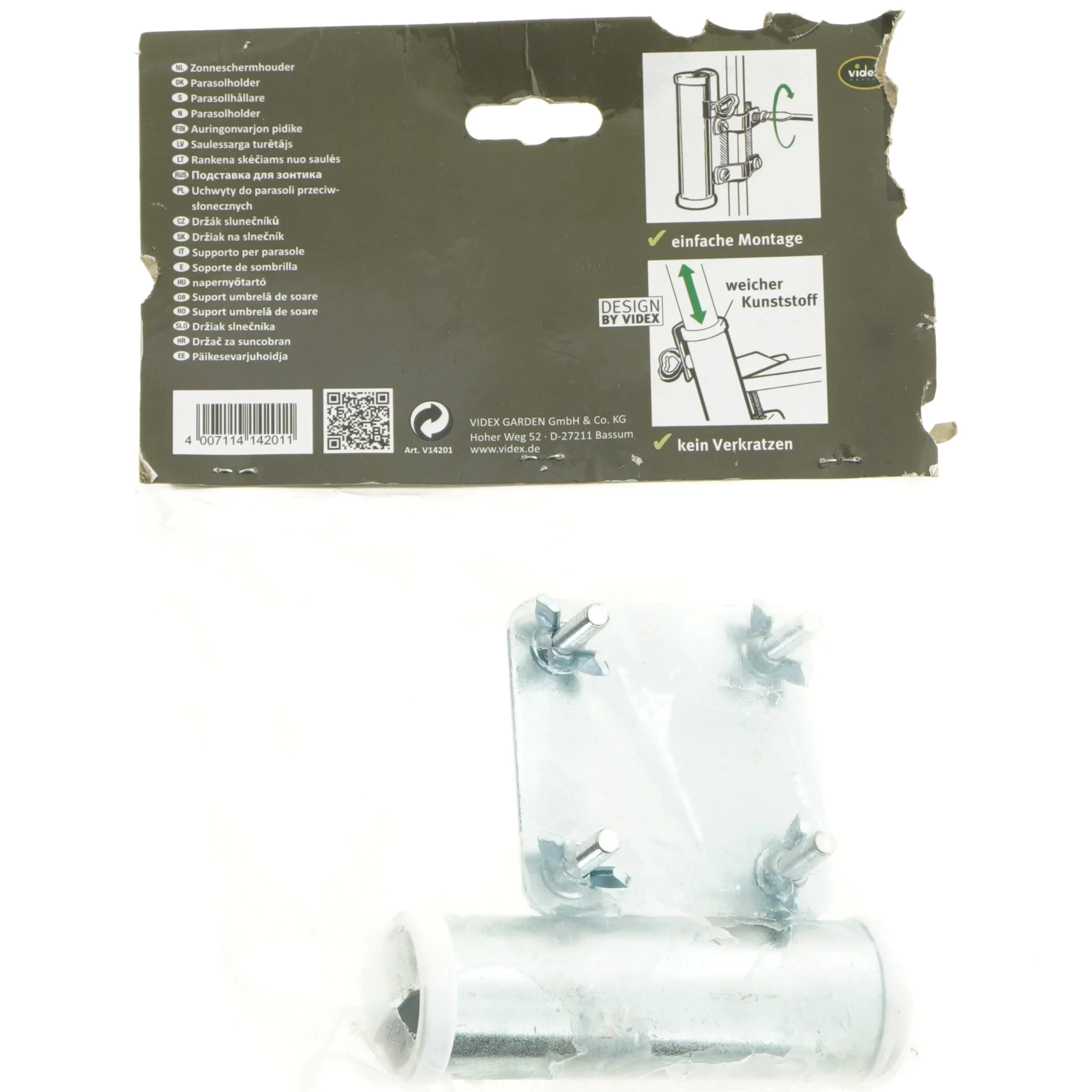 Parasolholder til balkongitter (str. 15 x 14 x 8 cm)