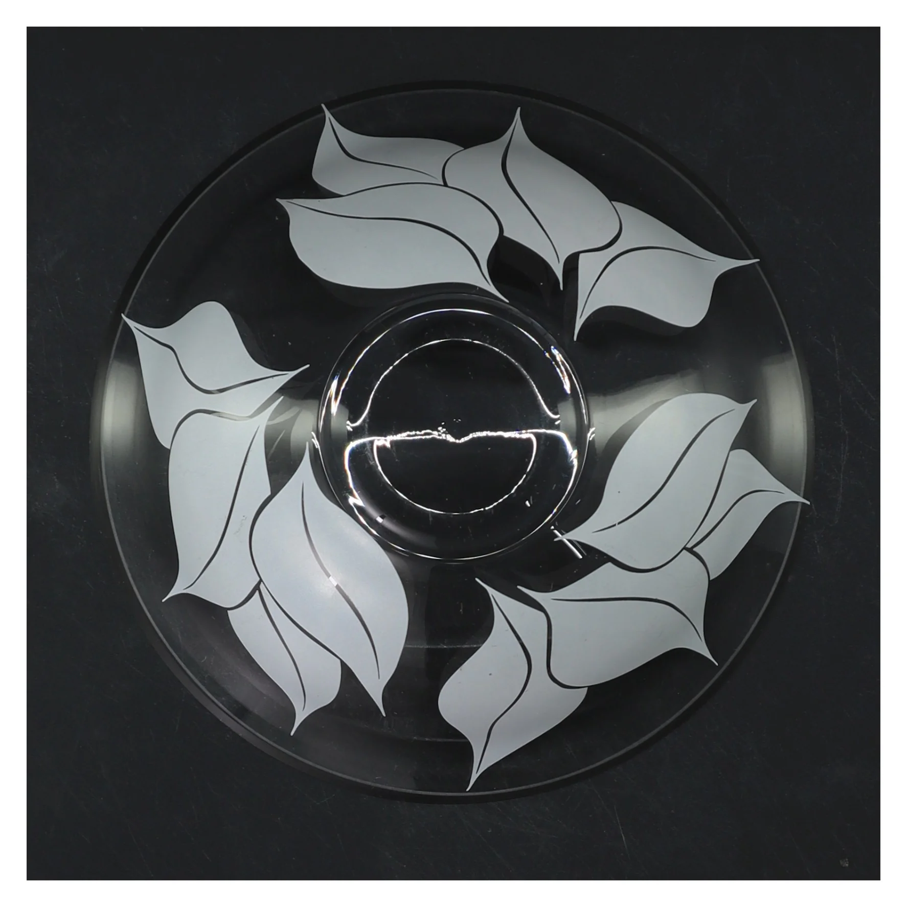 Glas skål med bladdesign (str. Ø 16 cm)