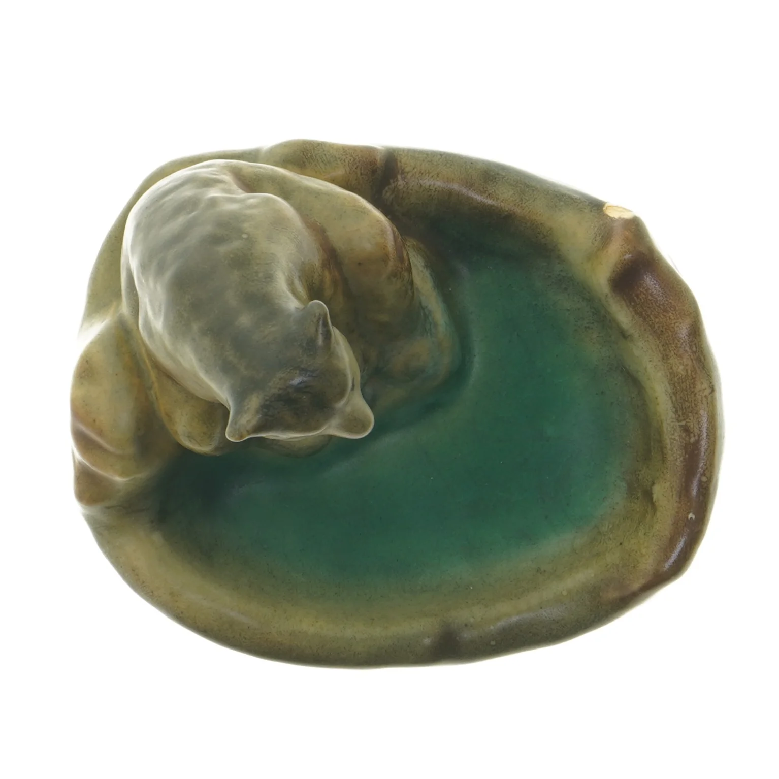 Keramisk figur af en siddende bjørn (str. 16,5 cm)