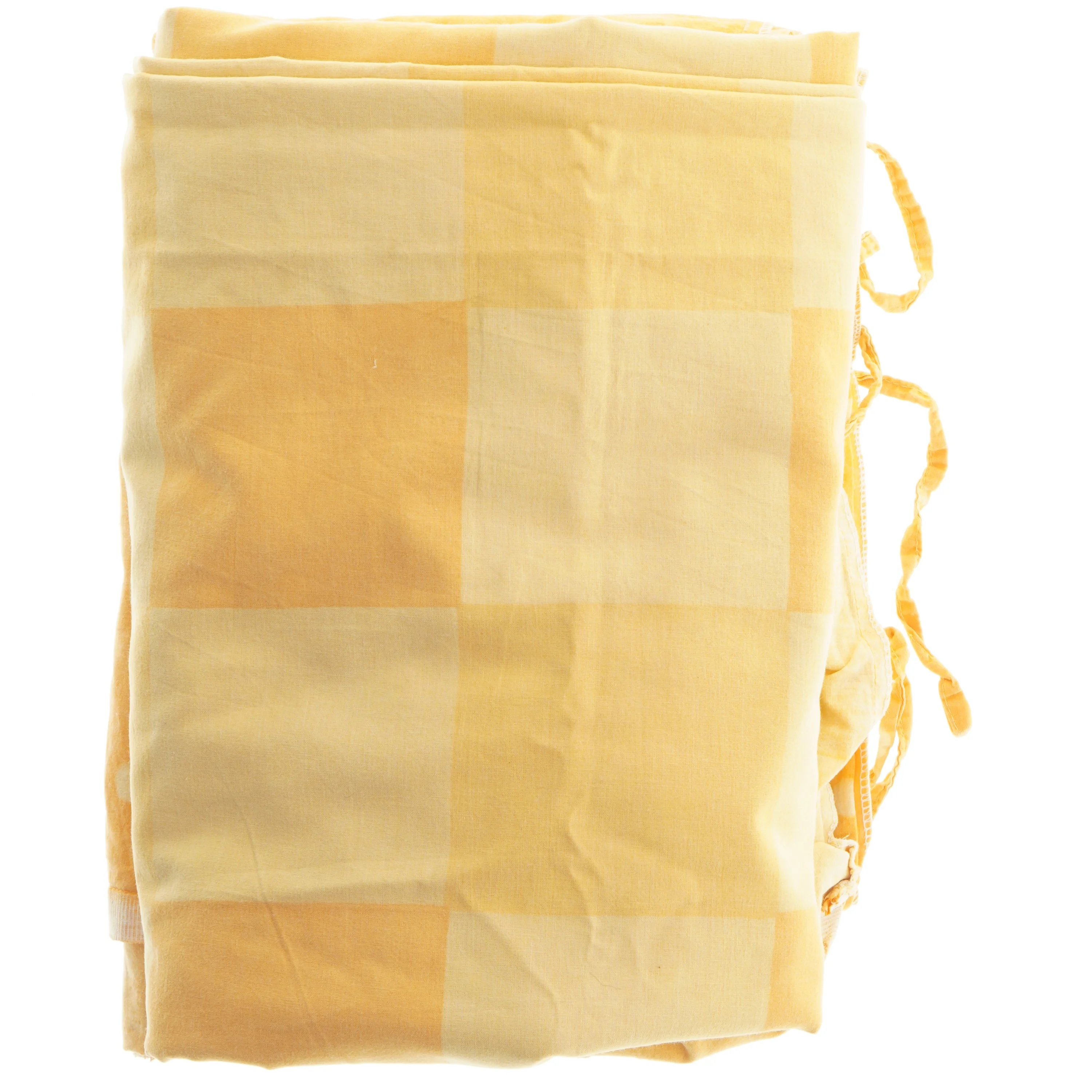 To Gul/orange sengesæt med prikker og tern (str. 133x185 og 58x57 cm)