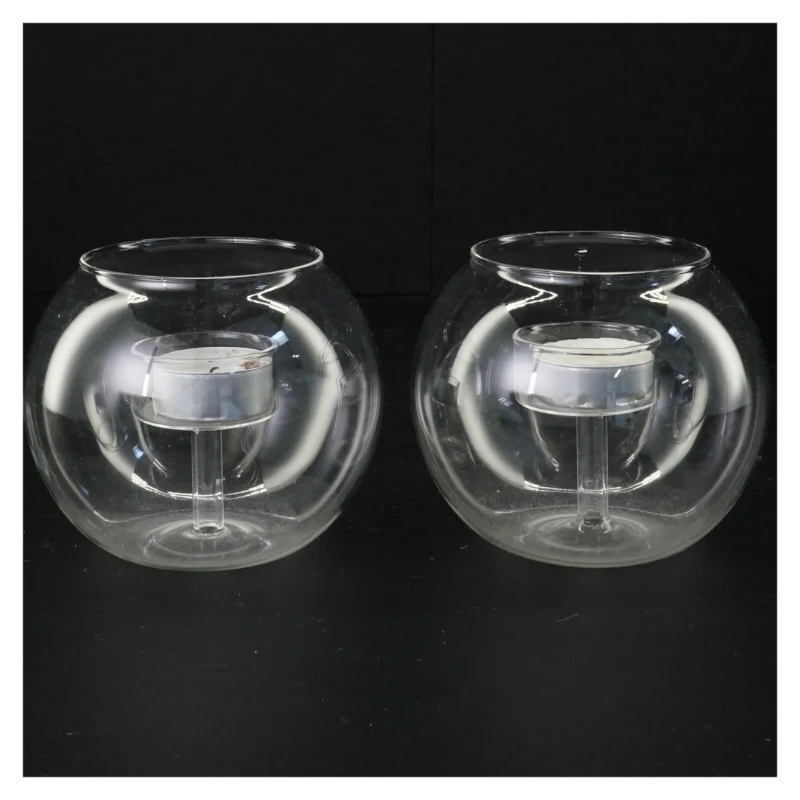 Gennemsigtige glaslysestager (str. 10 x 12 cm)