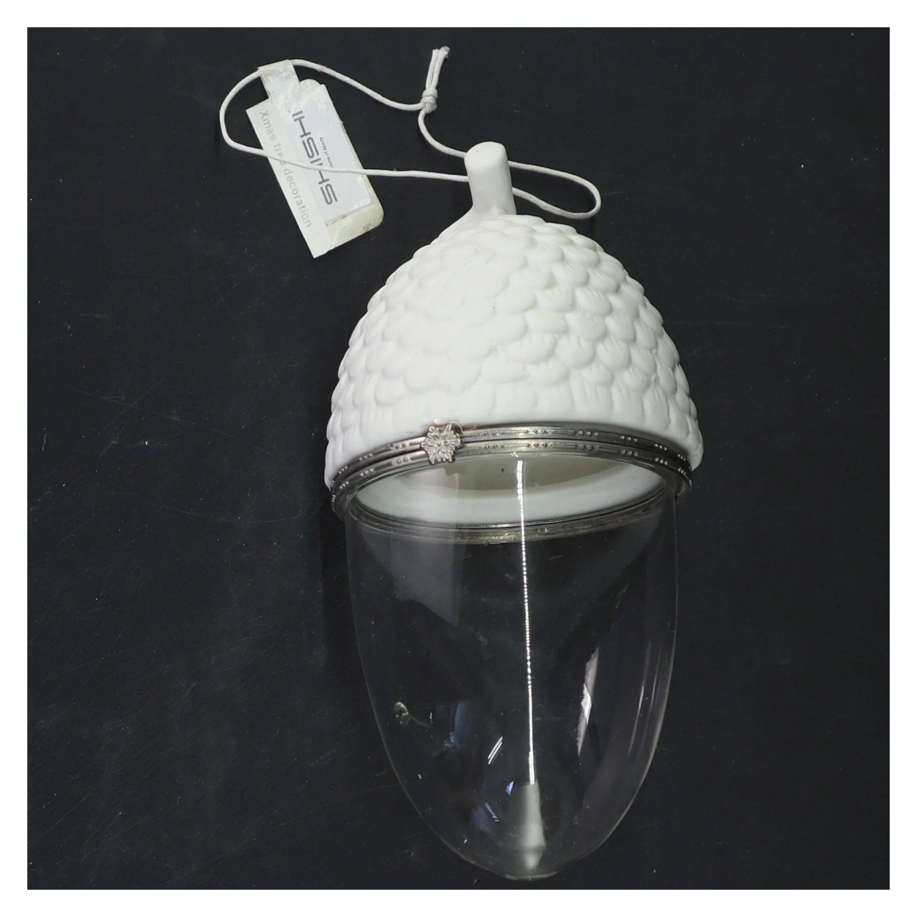 Dekorativ glas og keramik beholder formet som en agern fra Kitsch (str. 16x8 cm)