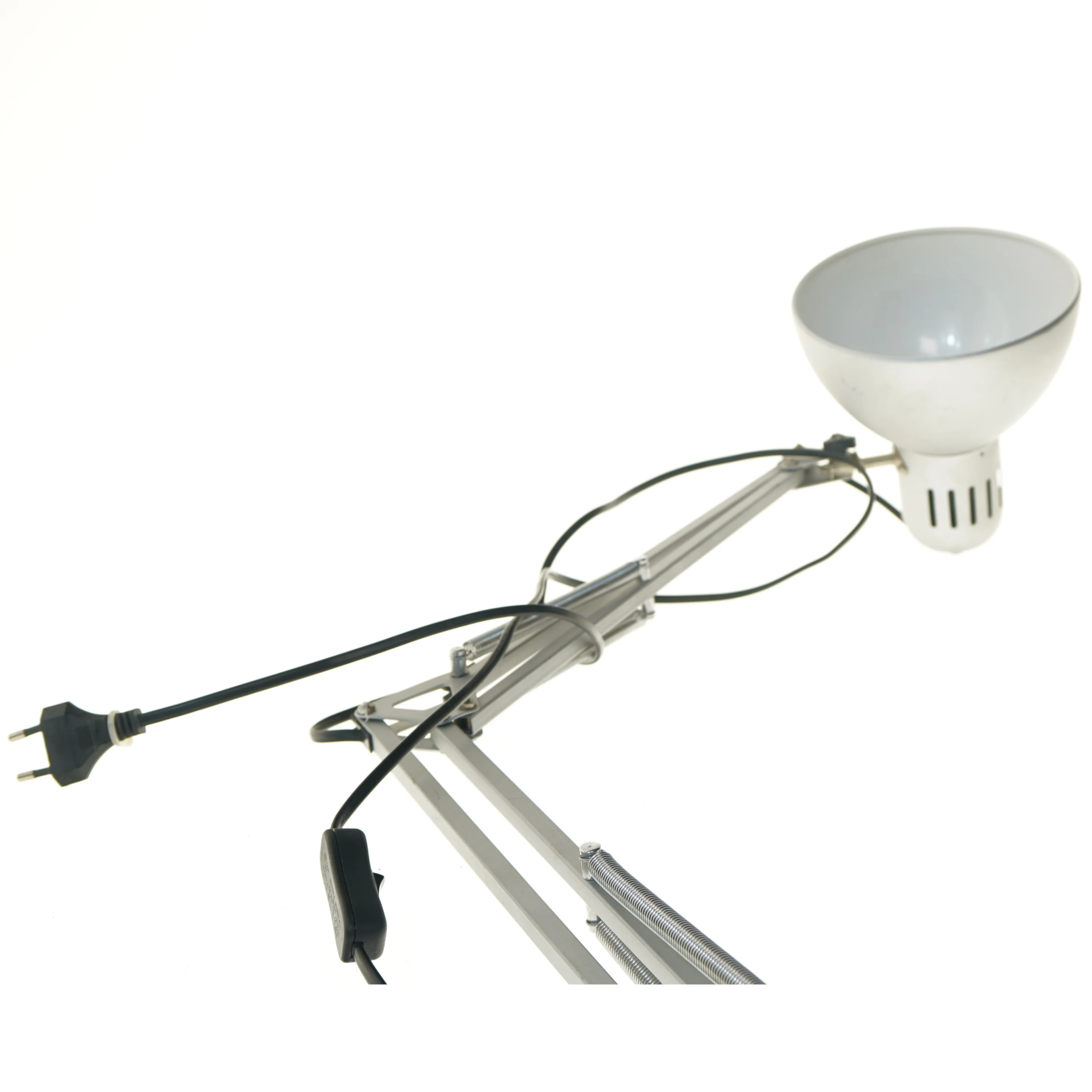 Hvid/metallic arkitektlampe med justerbar arm (str. 80 cm)