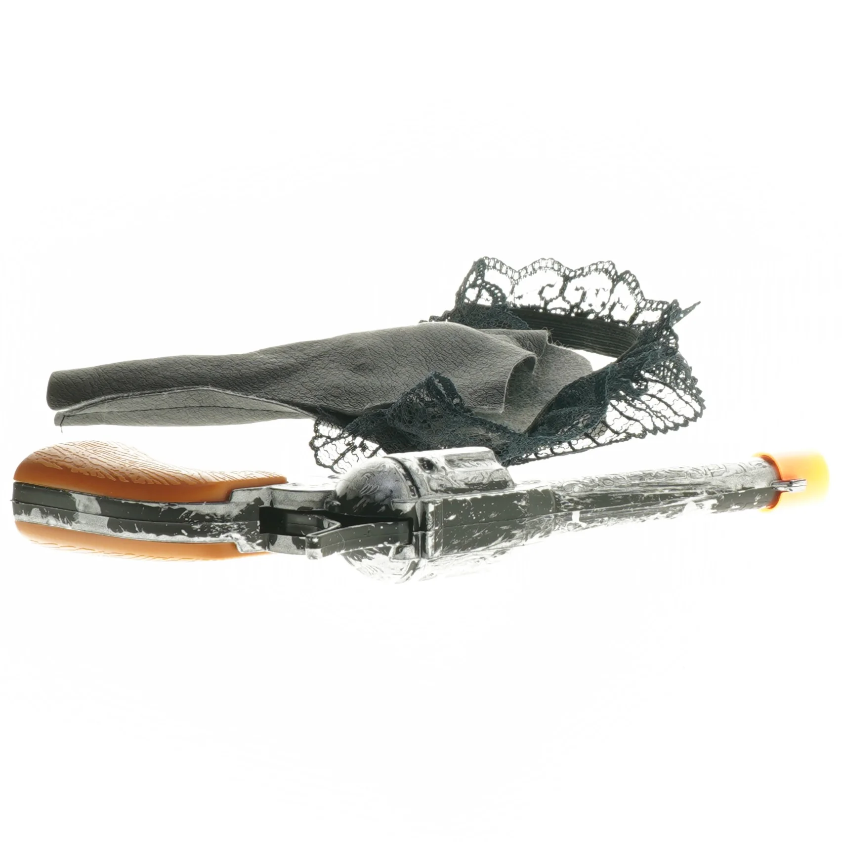 Legetøjspistol med hylster i strømpebånd (str. 18 cm)