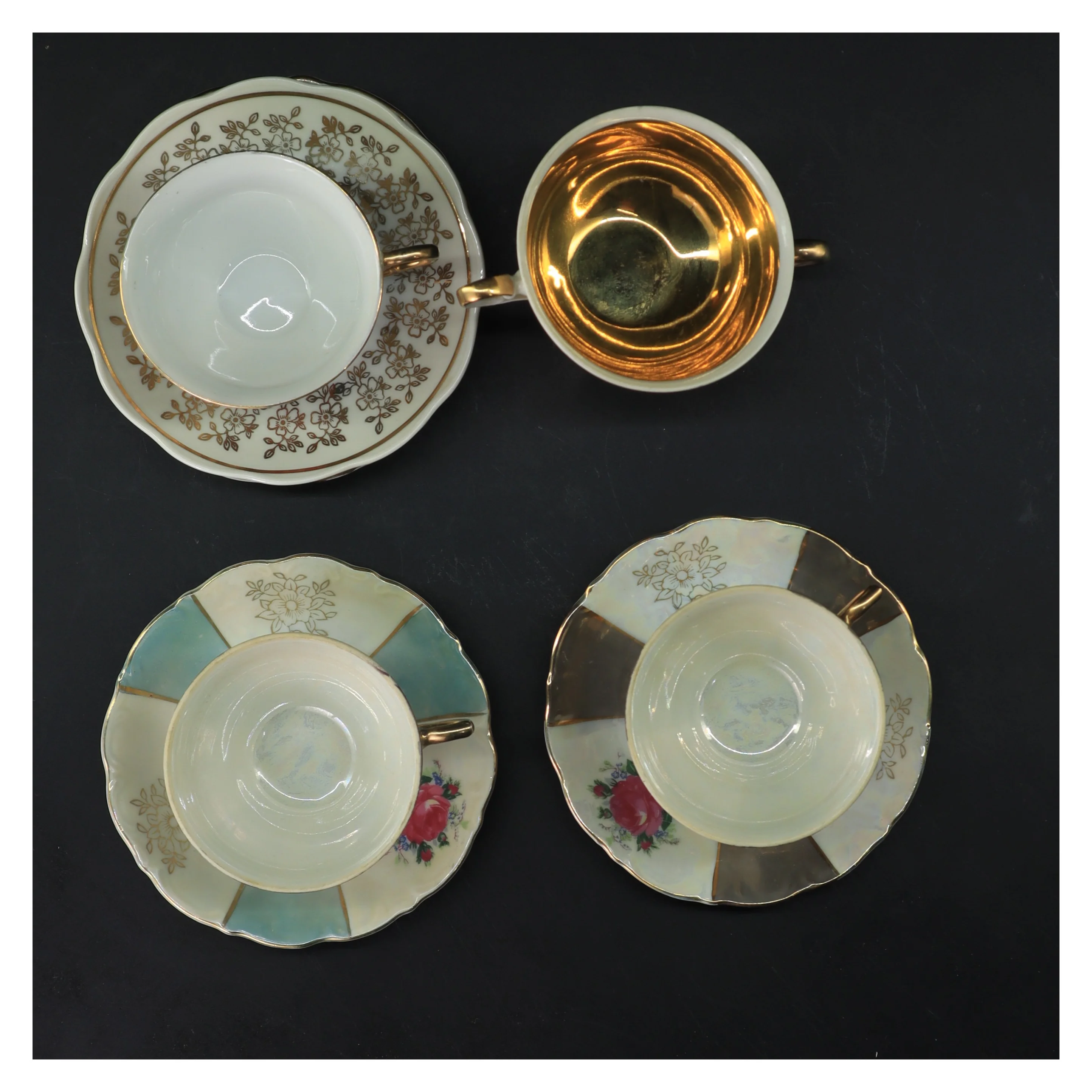 5 smukke Vintage porcelænskopper og underkopper sæt (str. 5 stk Ø 7,5 & 12 cm)