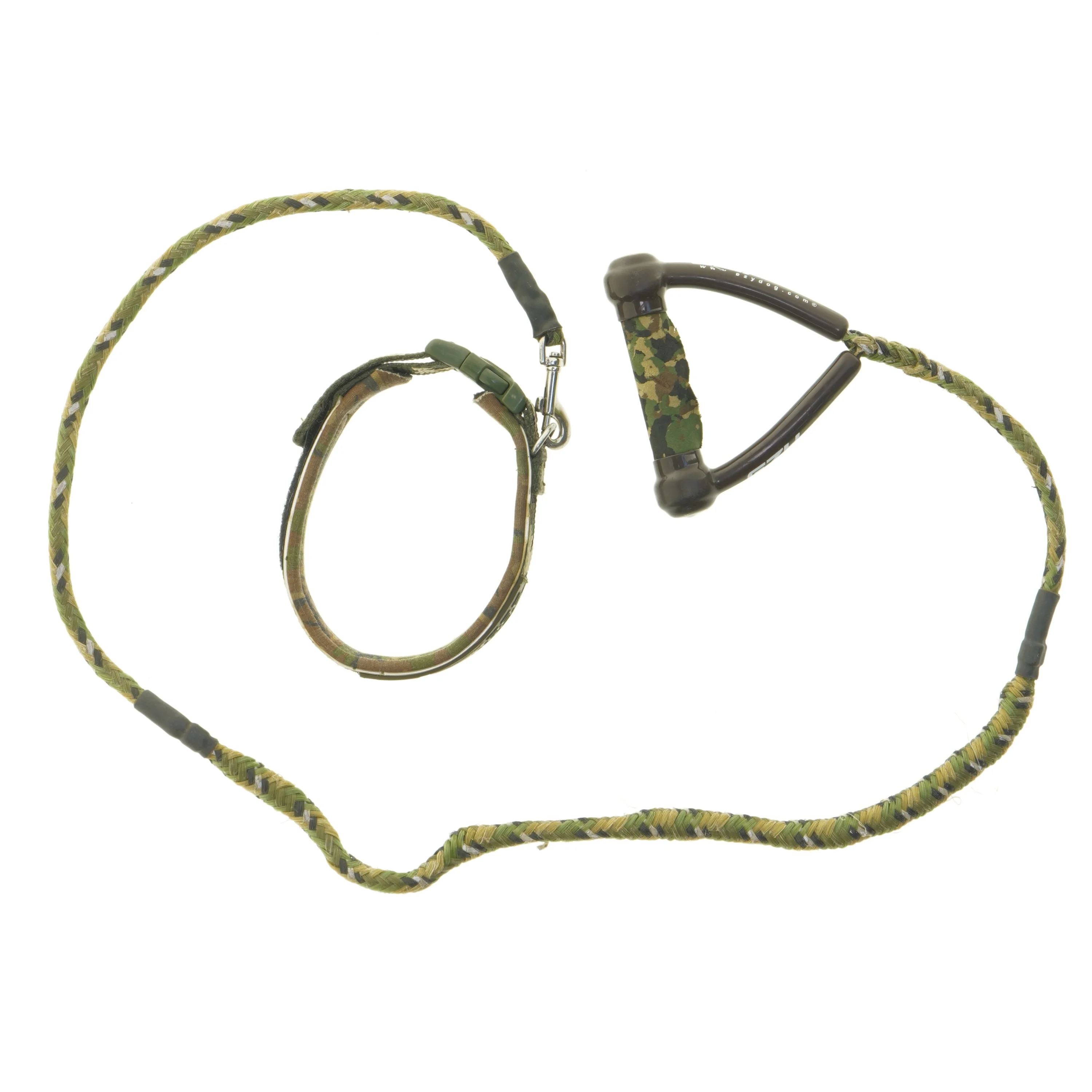 Hundehalsbånd og snor i camouflage (str. Diameter som på billedet ø 12 cm snøre længde 74 cm)