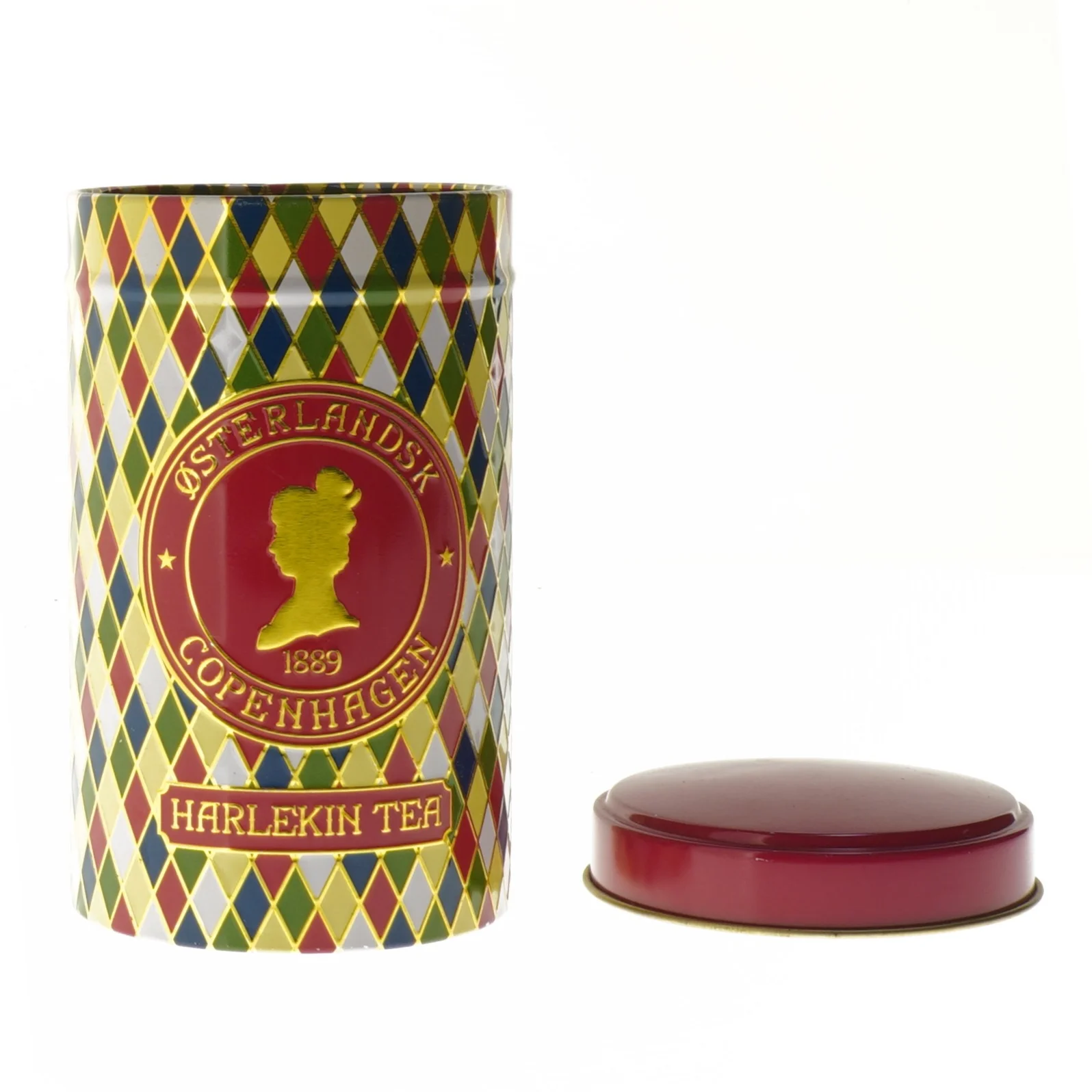 Østerlandsk Harlekin Tea dåse fra Østerlandsk (str. Ø 8,5 cm længde 14,5 cm)