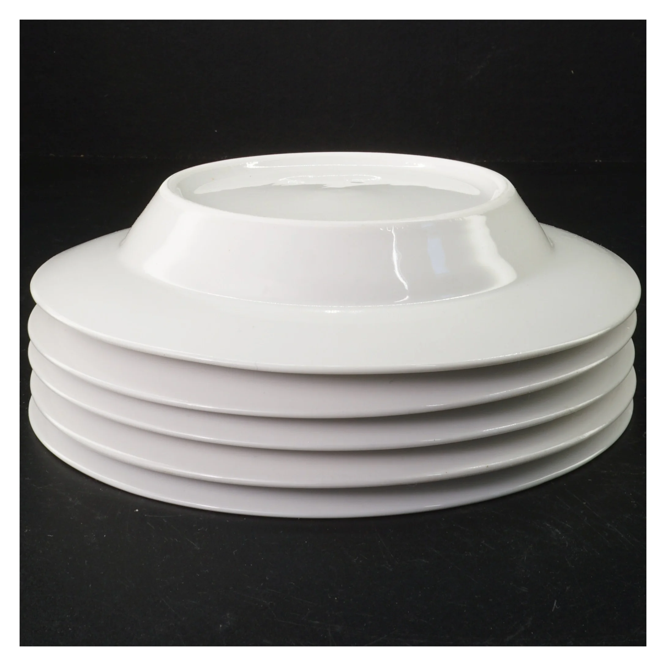 Hvide middagstallerkener, 5 stk, dybe (str. 22 x 3 cm)