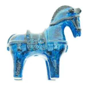 Blå keramik hestefigur (str. 25 x 10 x 27 cm)