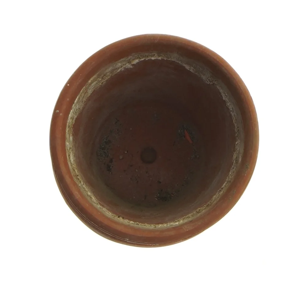 Terracottakrukke med underfad (str. Ø. 9 cm. længde, 8 cm)