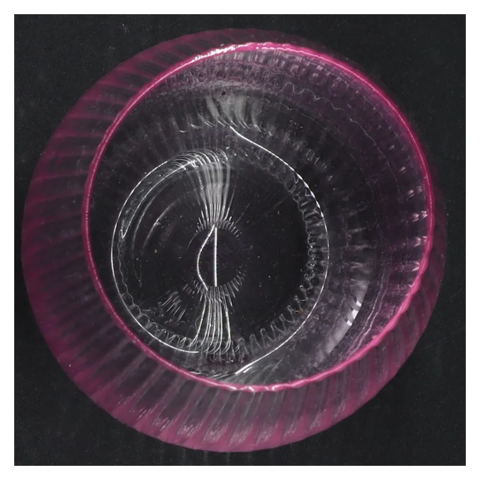 Glasvase med lilla kant (str. H12 cm)