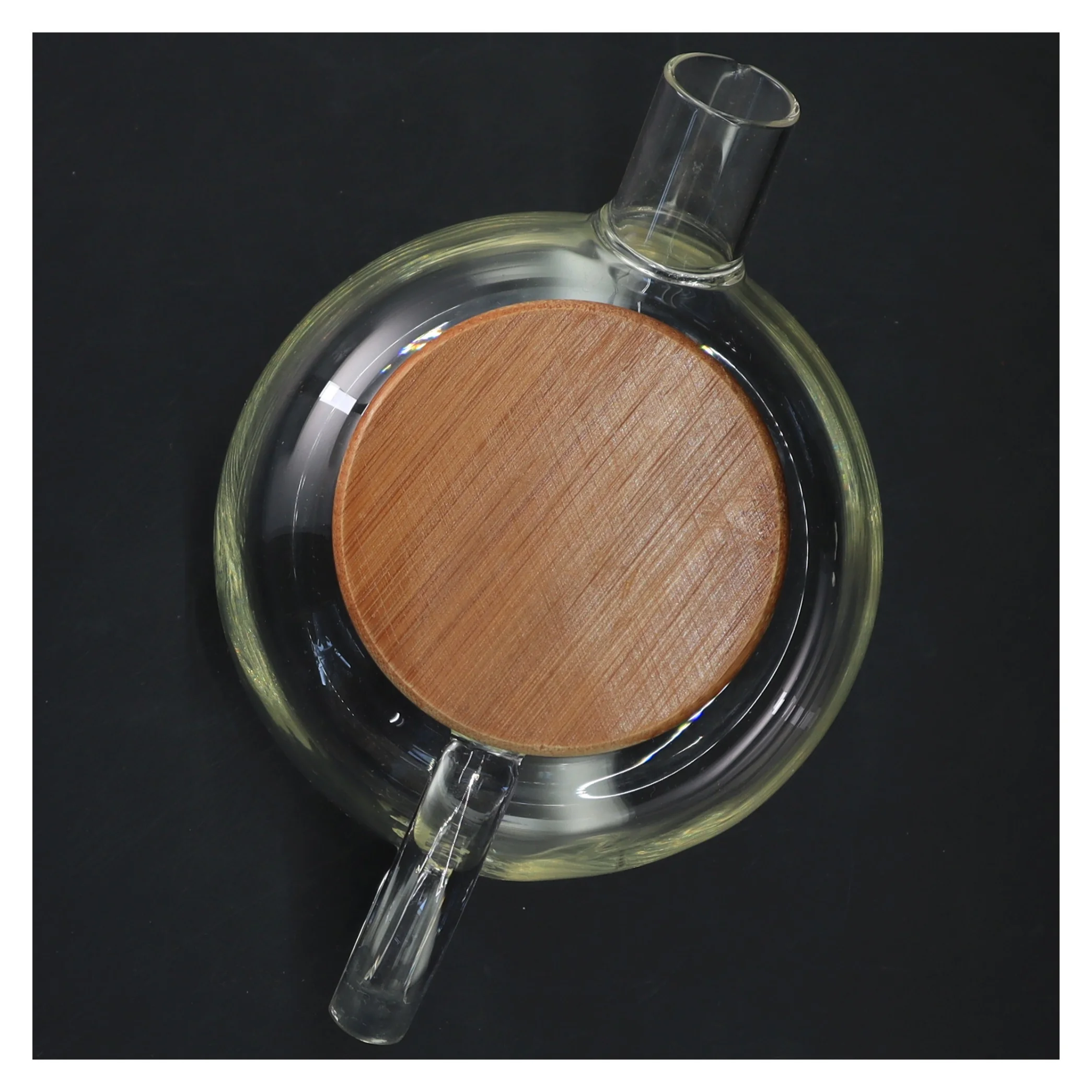 Glastepotte med træ låg (str. 22x12 cm)