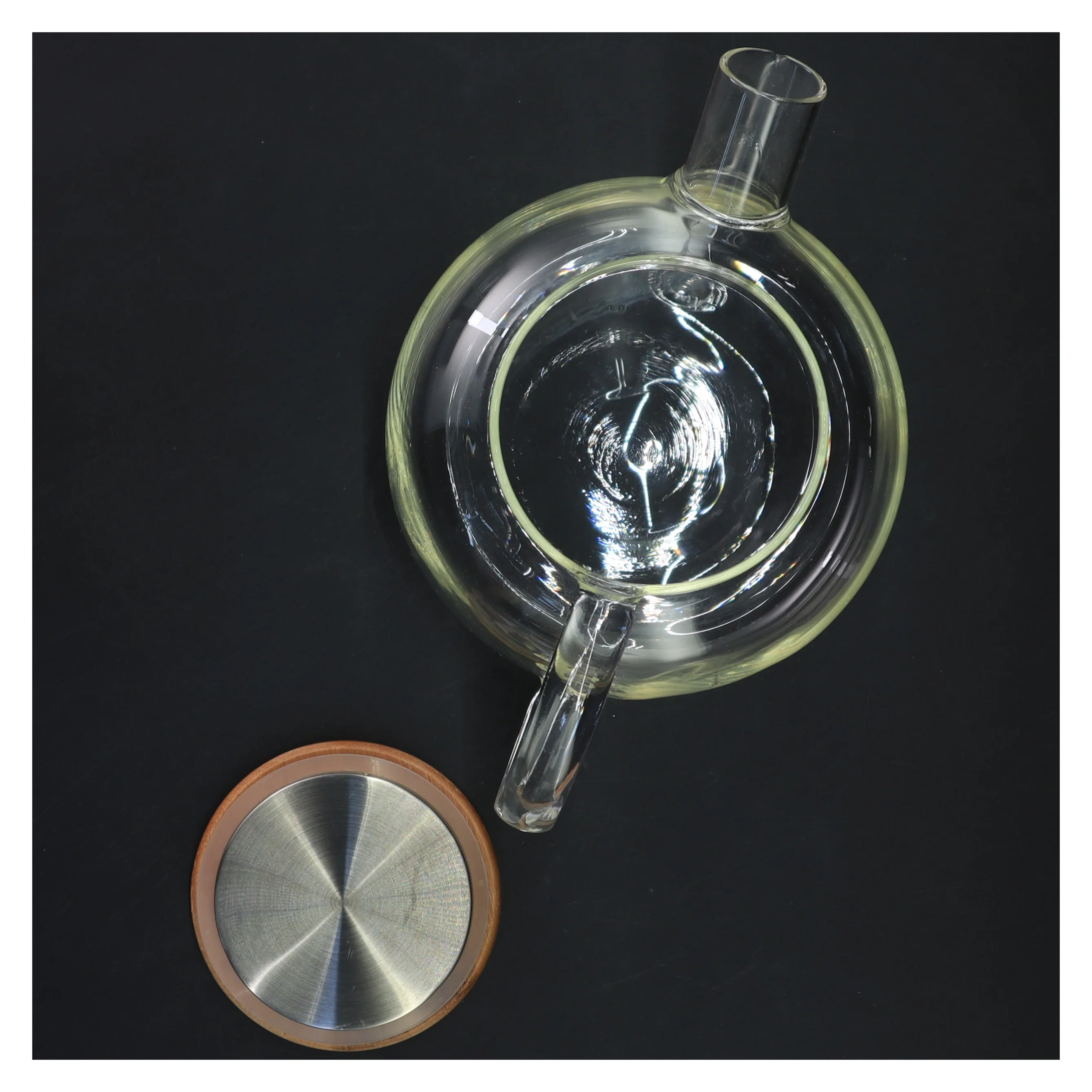 Glastepotte med træ låg (str. 22x12 cm)