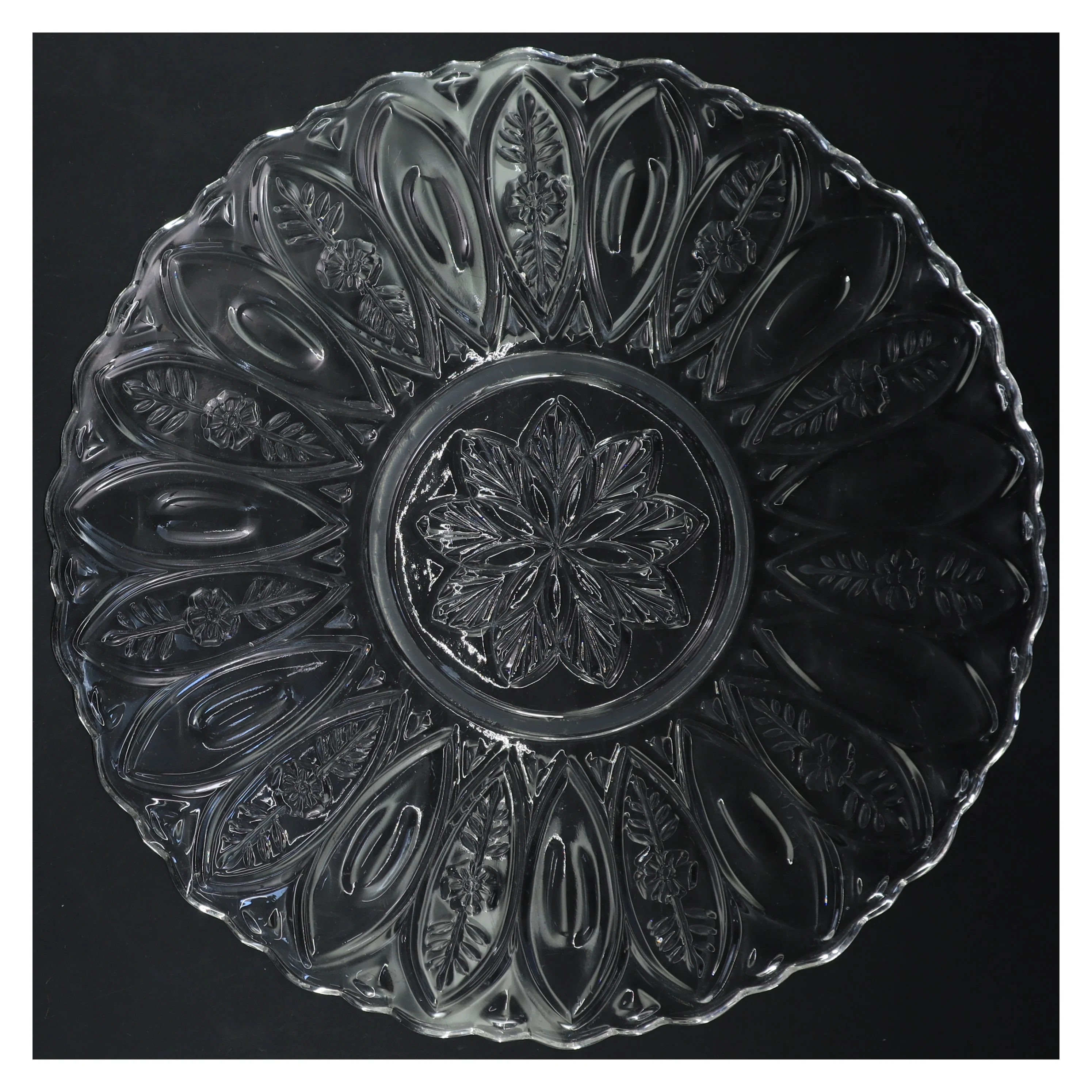 Glasfad med blomstermønster (str. Ø 30,5 cm)