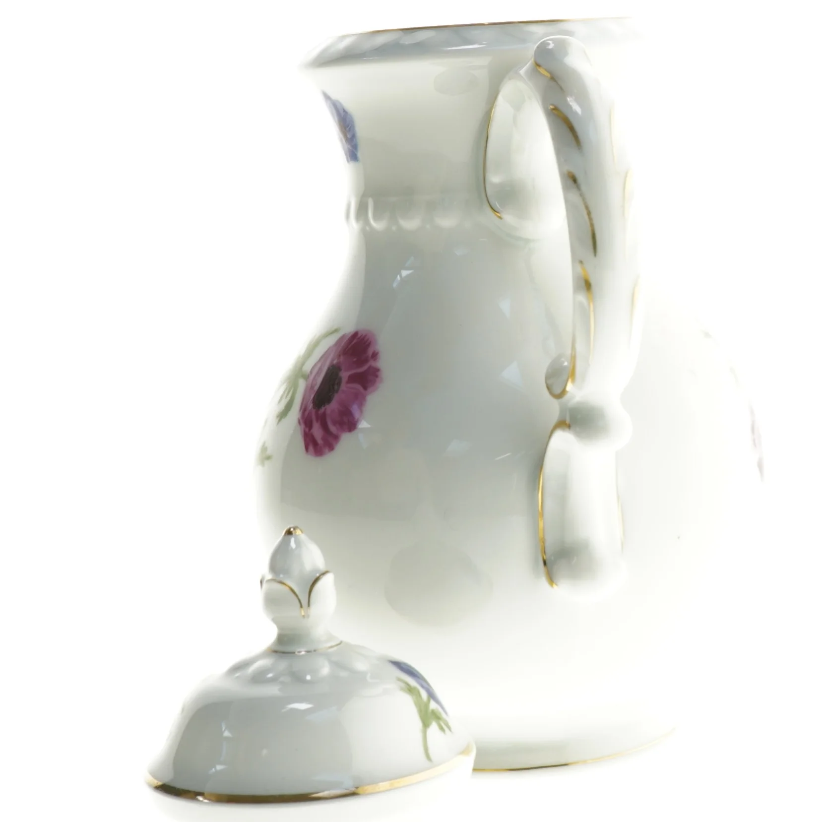 Porcelænskande/vase med blomstermotiv (str. 27 x 20 cm)