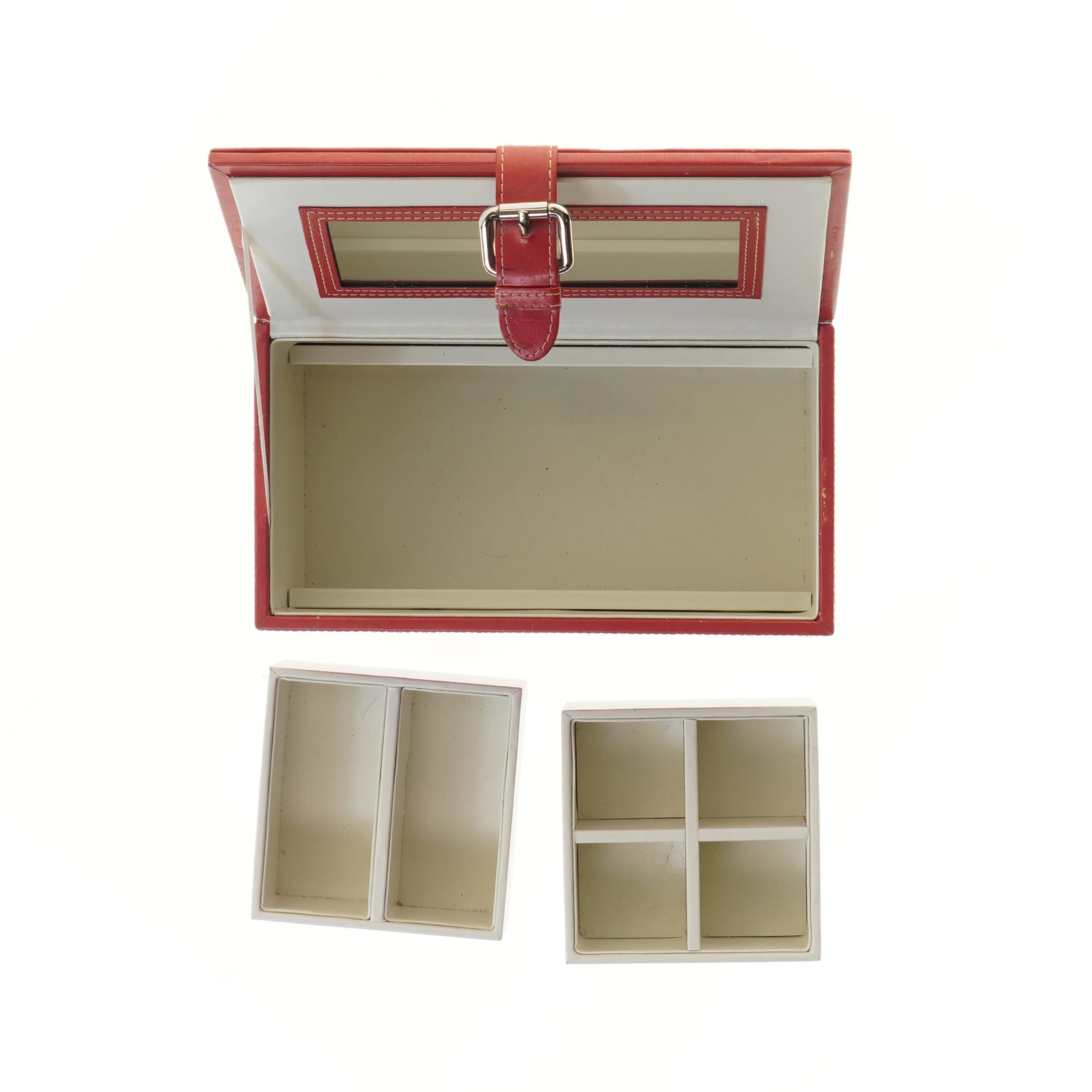 Flot Rødt smykkeskin med spejl (str. 25,5x14 cm)