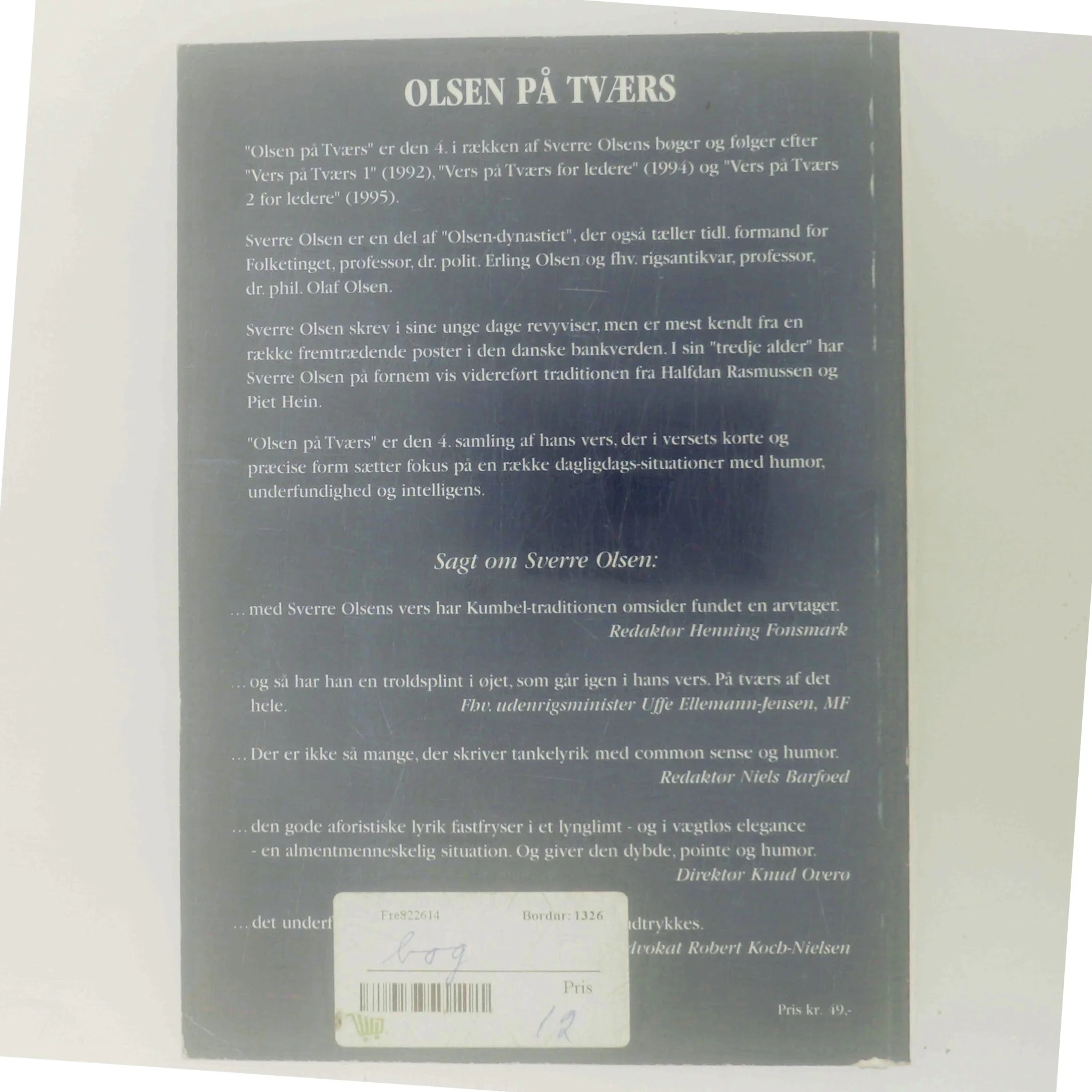 Olsen på tværs af Sverre Olsen (Bog)