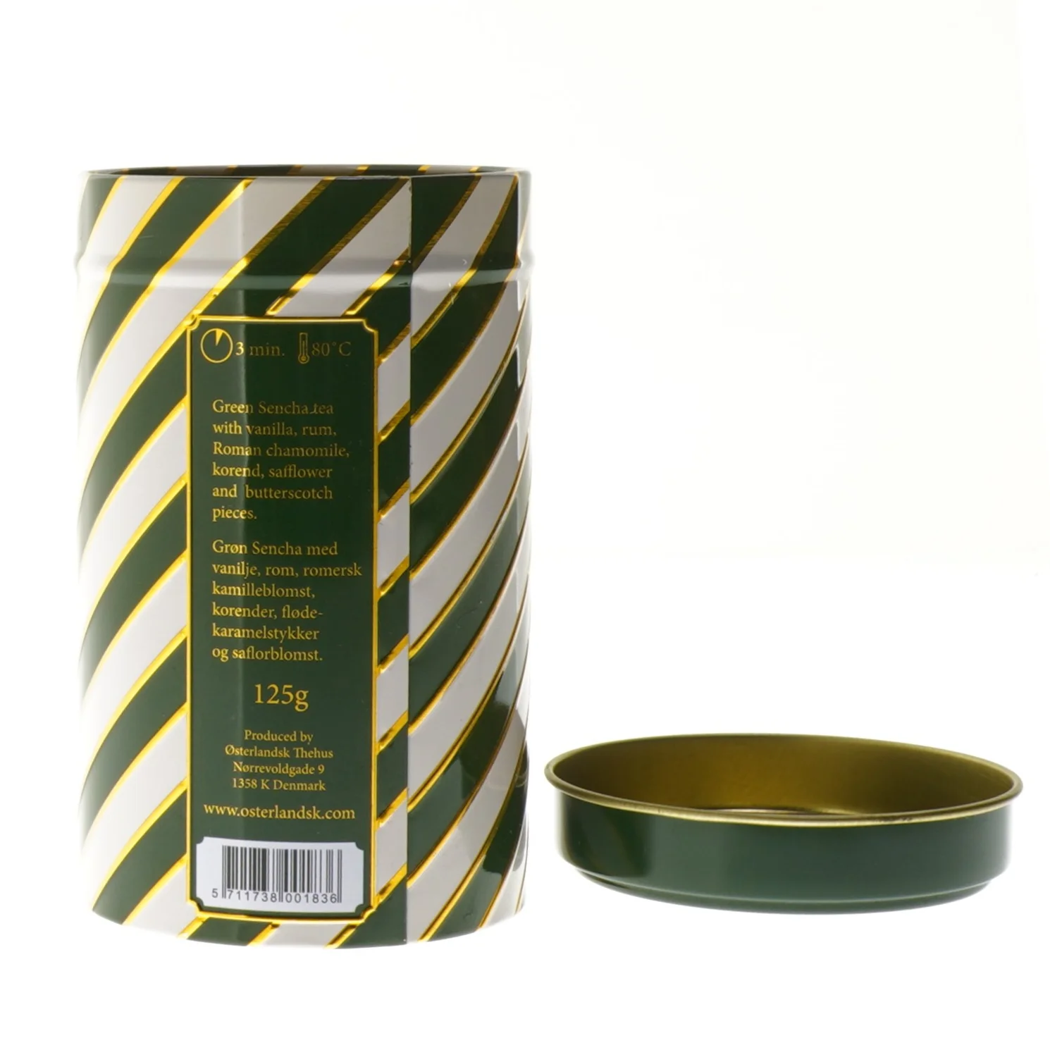 Østerlandsk dåse julete grøn fra  Thehus (str. Ø 8,5 cm længde 14,5 cm)