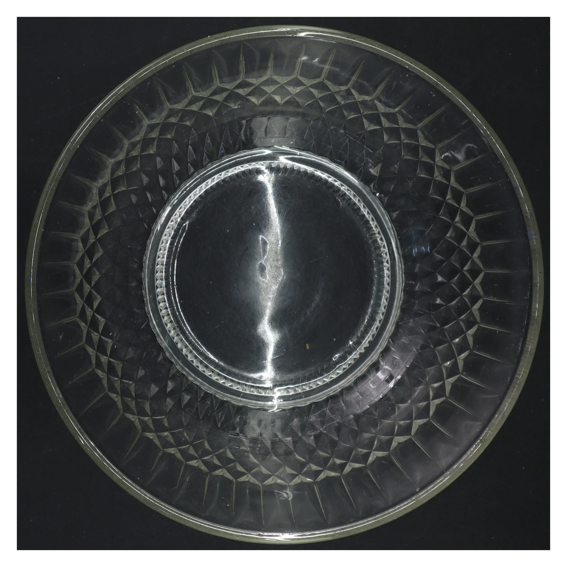 Glasskål med facetslibning (str. Y 23 x 10)