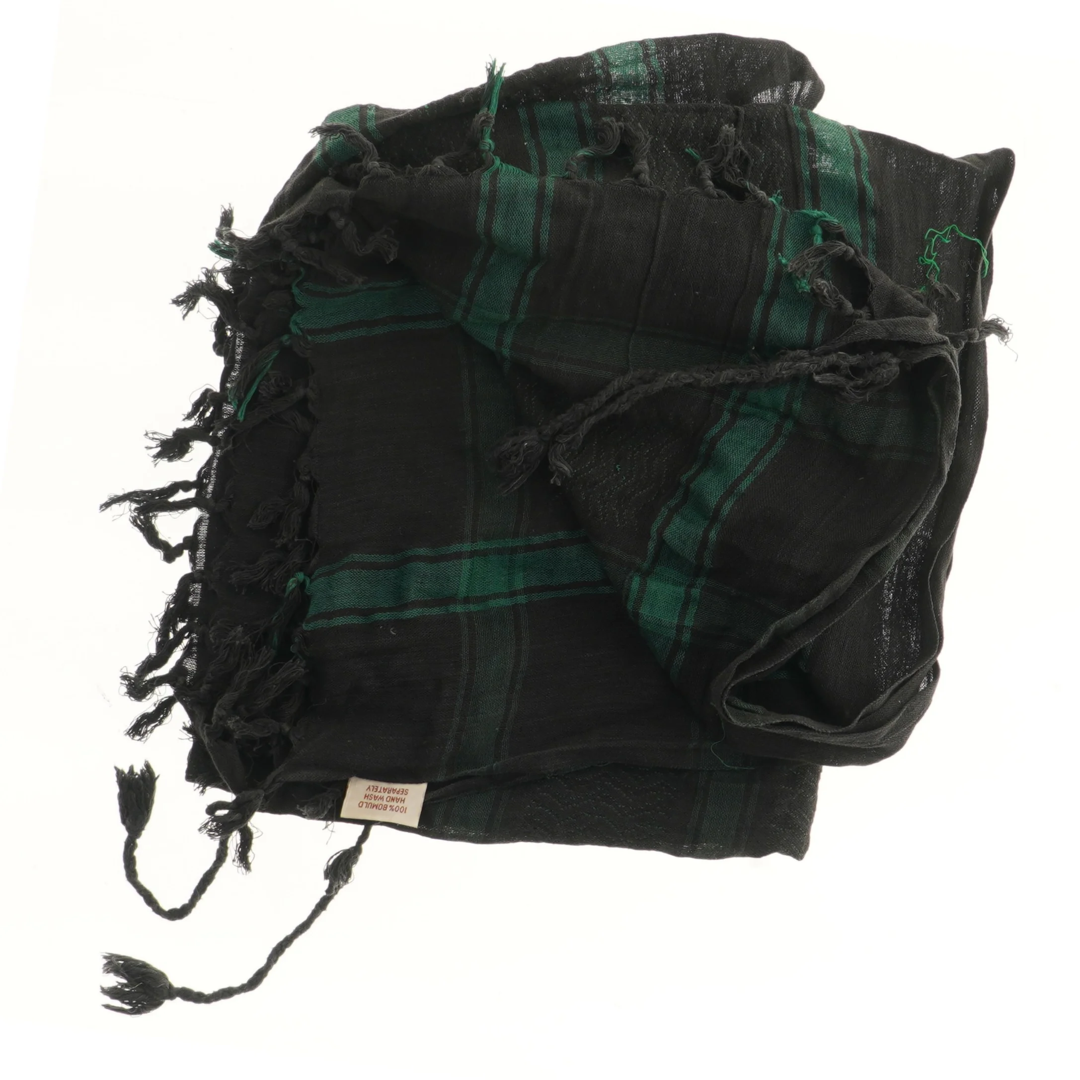 Sort og grøn tørklæde (str. 110x116 cm)