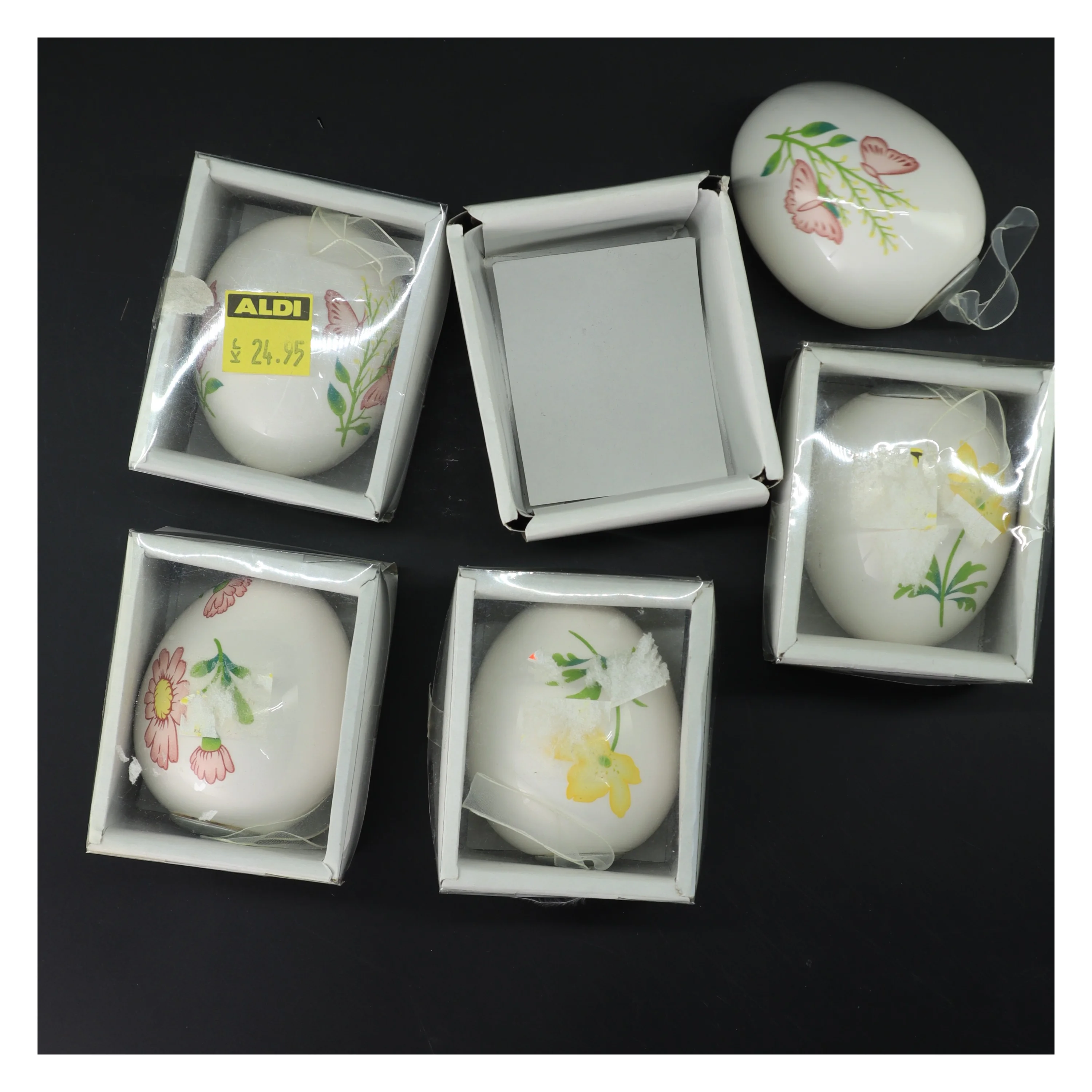 5 Dekorative påskeæg med blomstermotiv, 5 stk (str. 5 stk 10 cm)