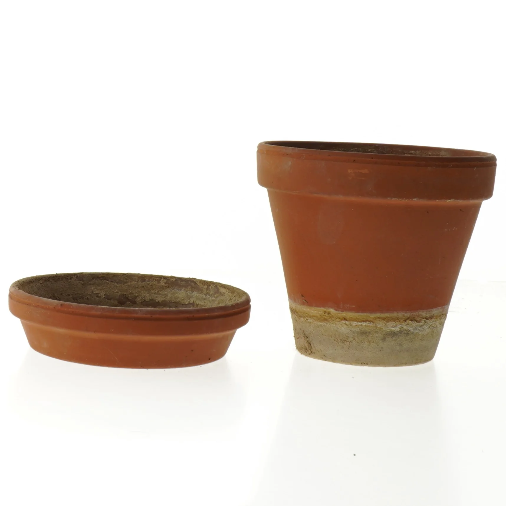 Lerkrukke med underskål (str. Ø. 13 cm. længde, 12 cm)