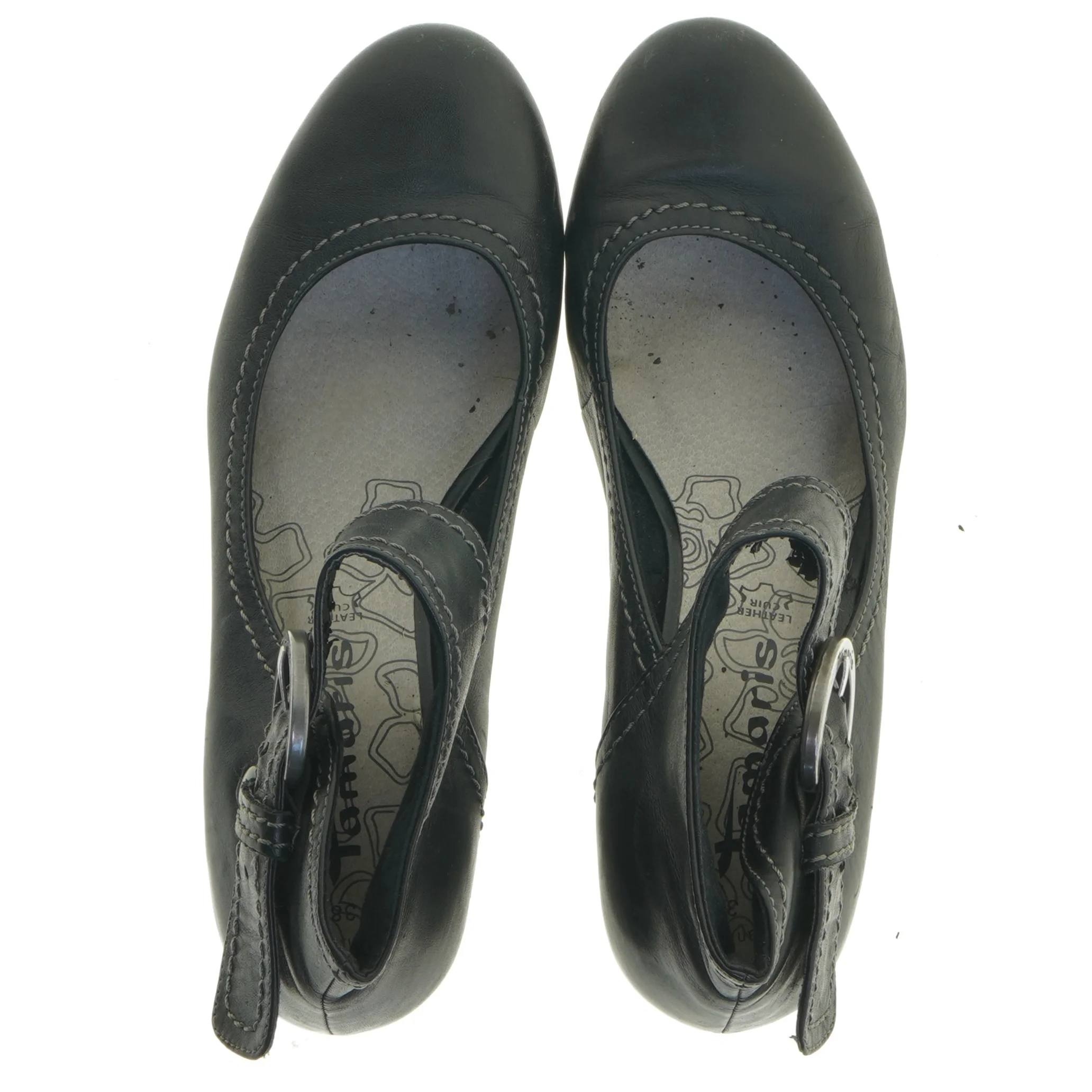 Sort damesko med hæl og rem fra Tamaris (str. 38 )