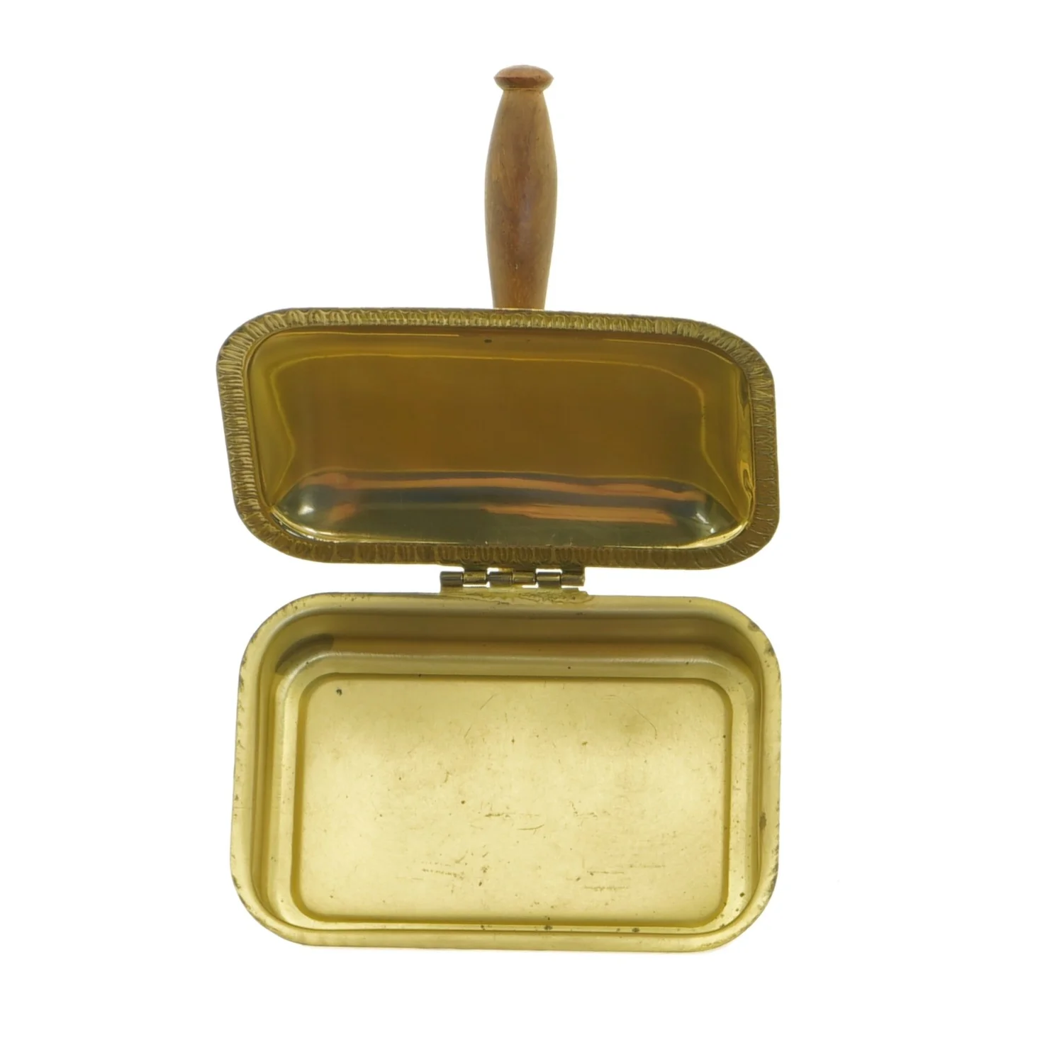 Antik dåse med træhåndtag (str. 18 x 11 x 5 cm)