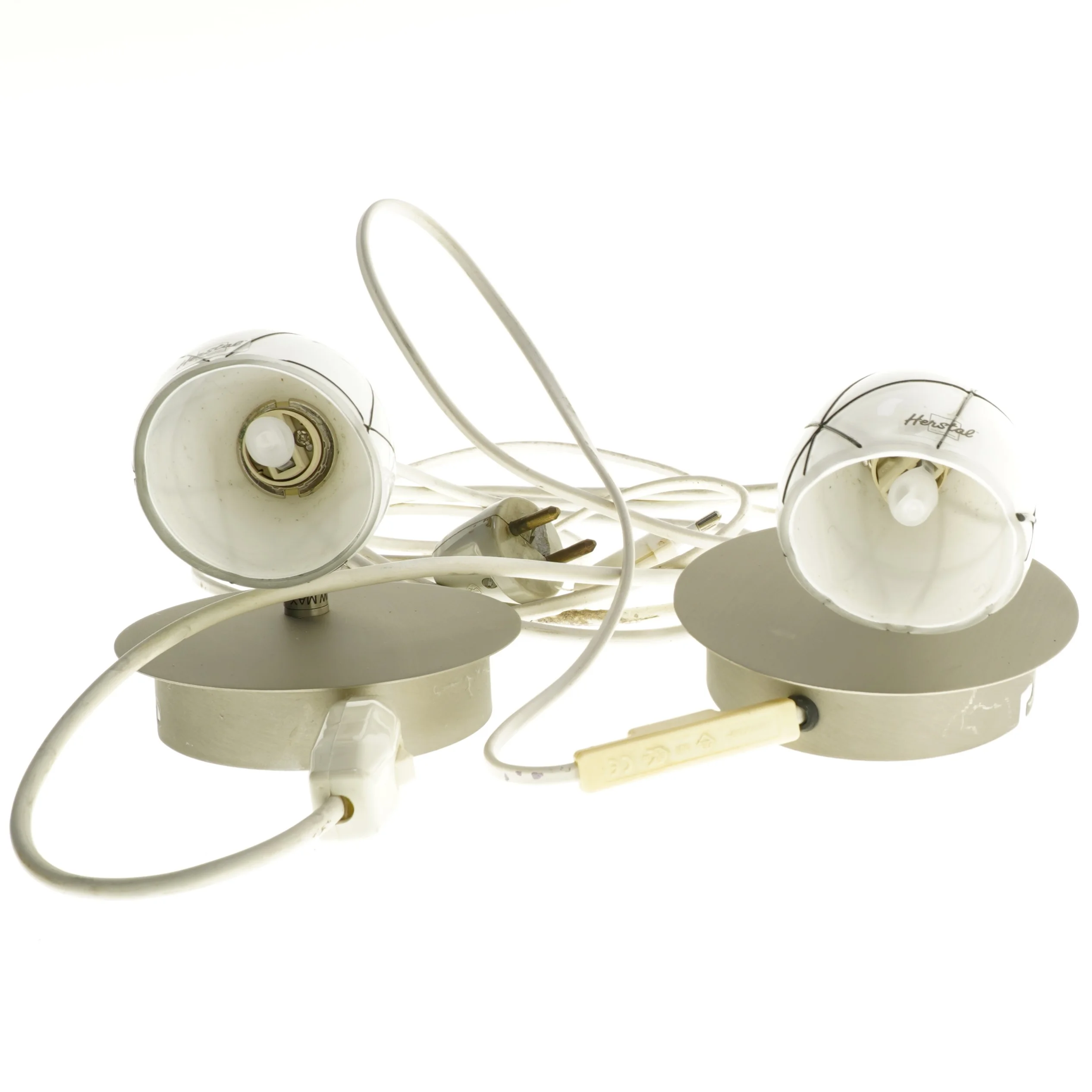 2 Herstal Vægspotlamper med ledning fra Herstal (str. Ø 11,5 cm)