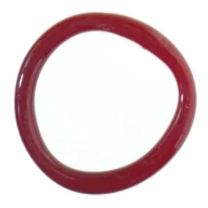 Hvid glasvase med rød kant  (str. 25 x 7 cm)