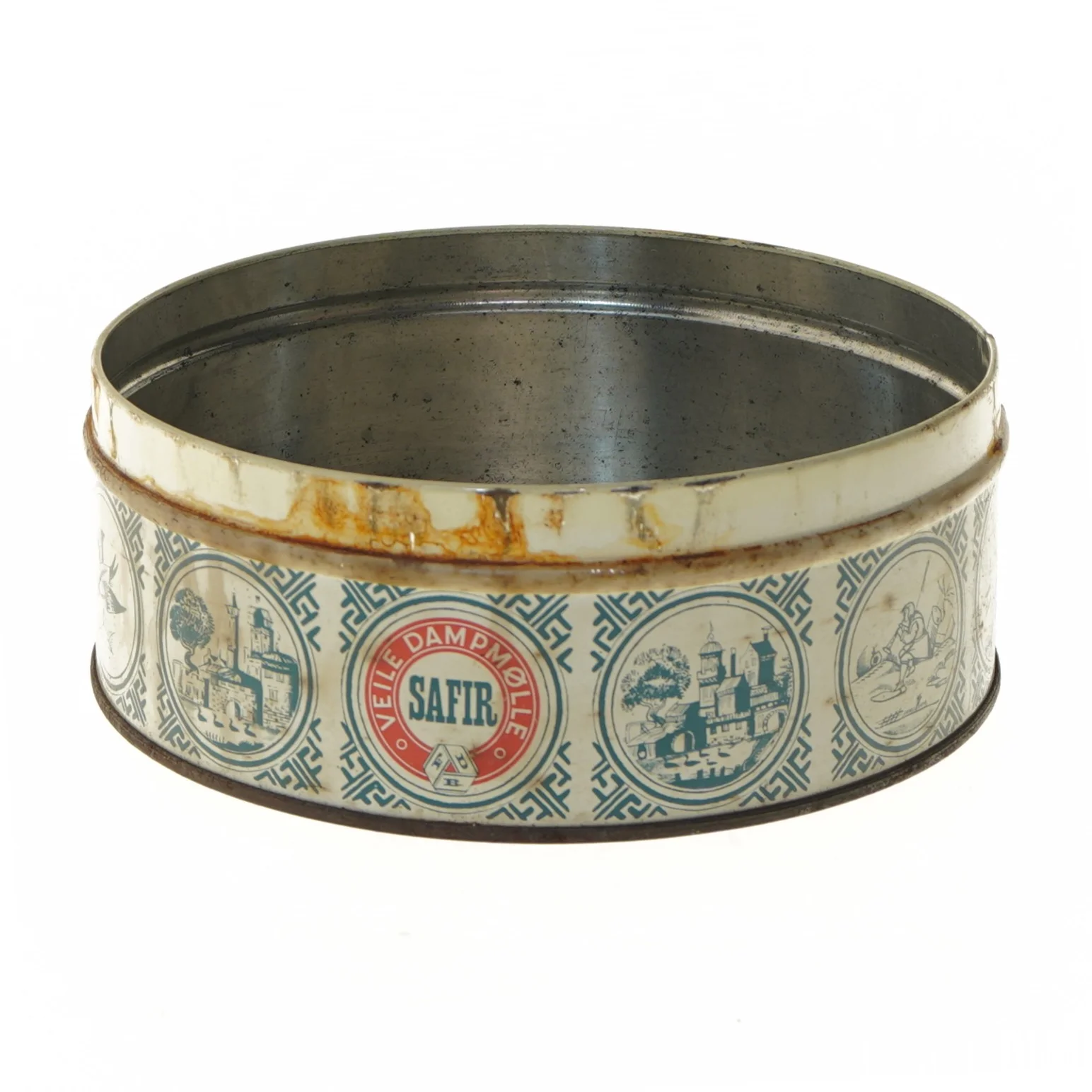Vintage Safir blikdåse fra Safir (str. Ø 21,5x9 cm)