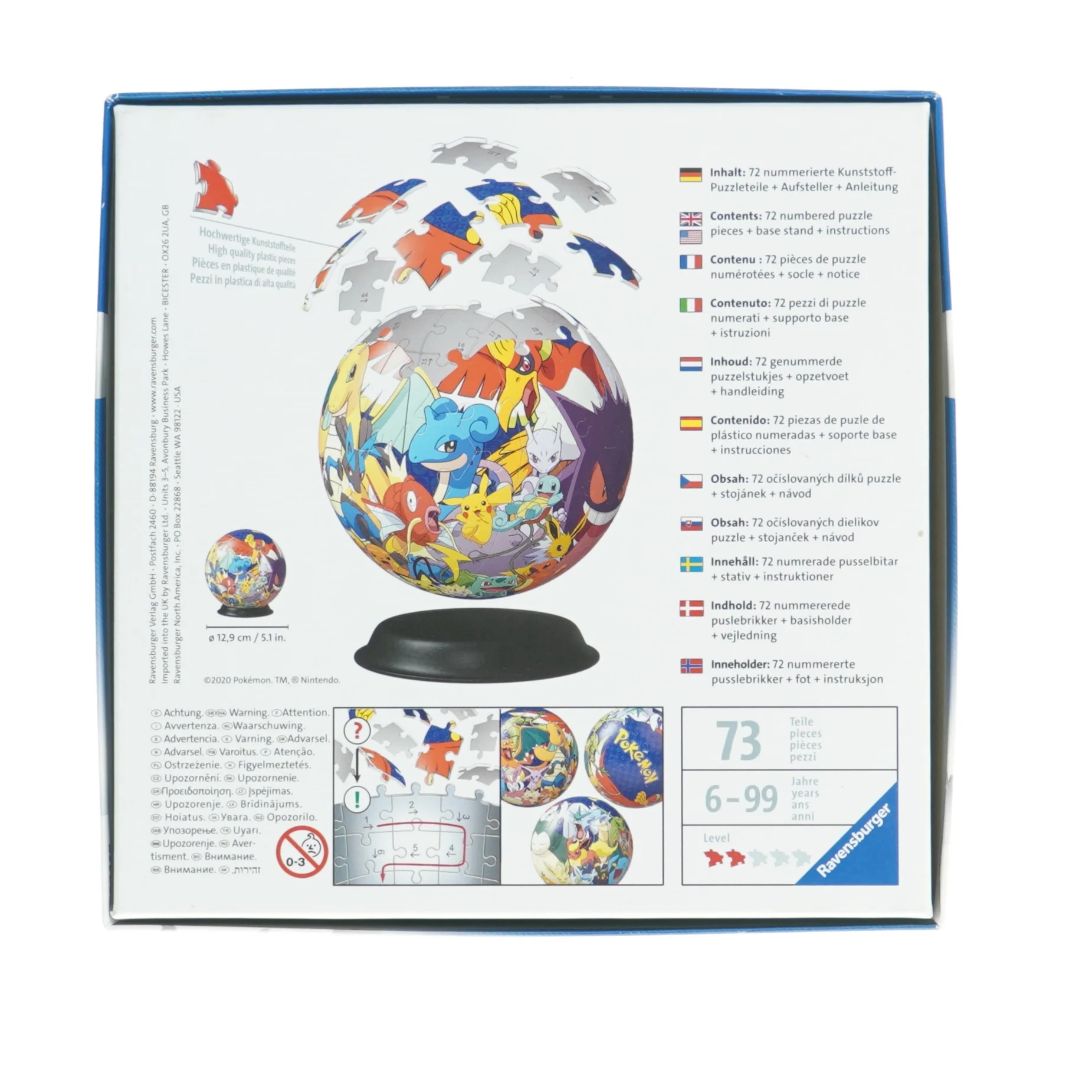 3D puslespil med Pokémon tema fra Ravensburger (str. 12,9 cm)