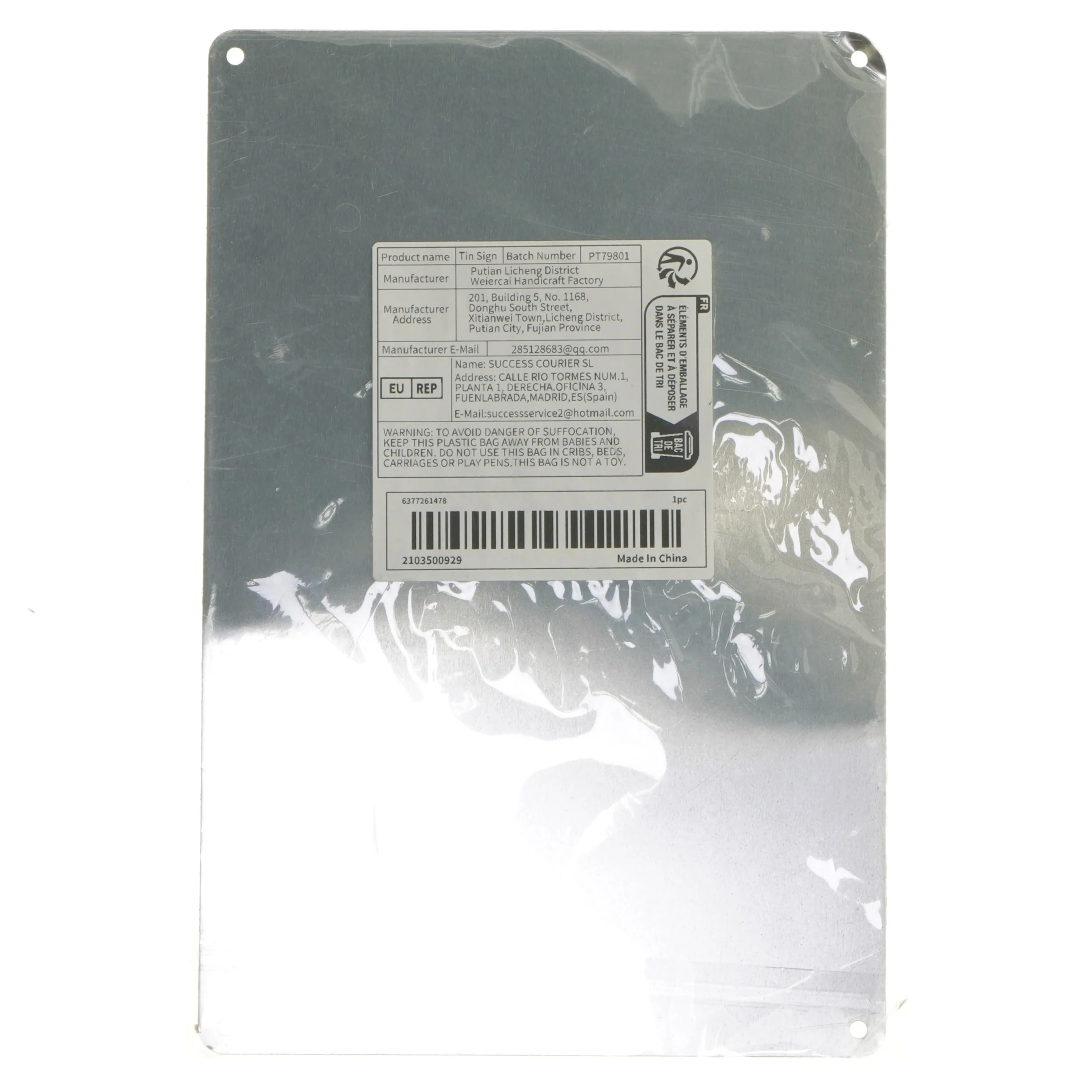 Sandwich tin skilt fra Produceret af Weiwei Handicraft Factory (str. 30x20 cm)