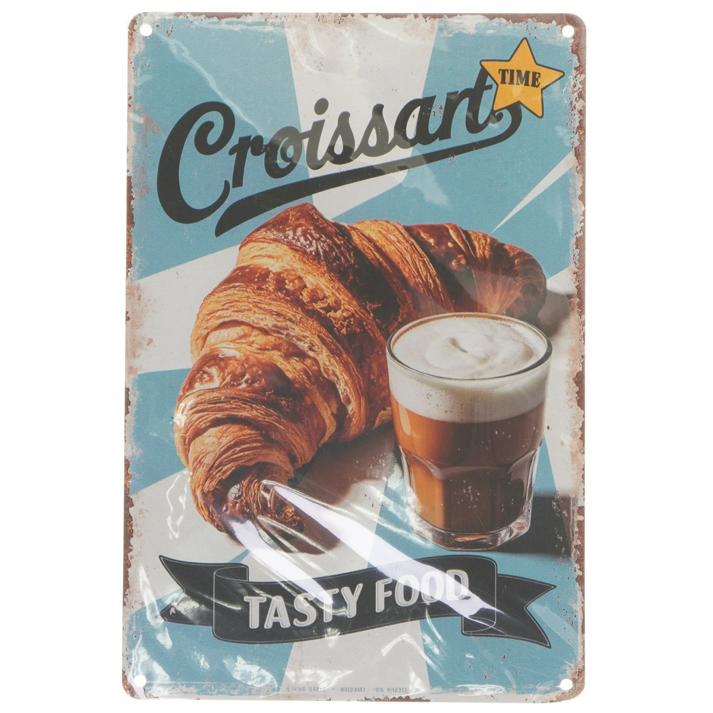 Metal skilt med croissant motiv (str. 30x20 cm)