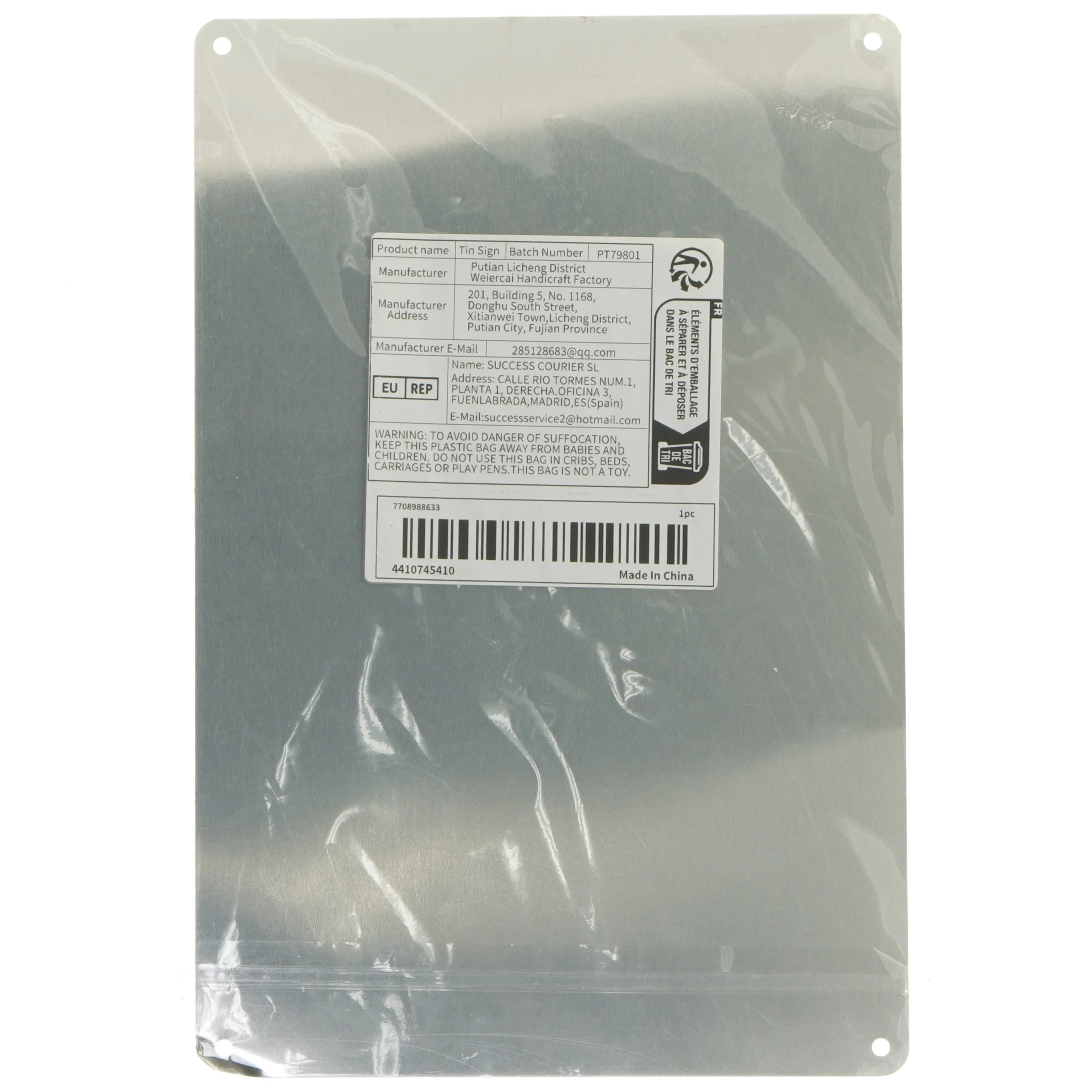 Metal skilt med croissant motiv (str. 30x20 cm)