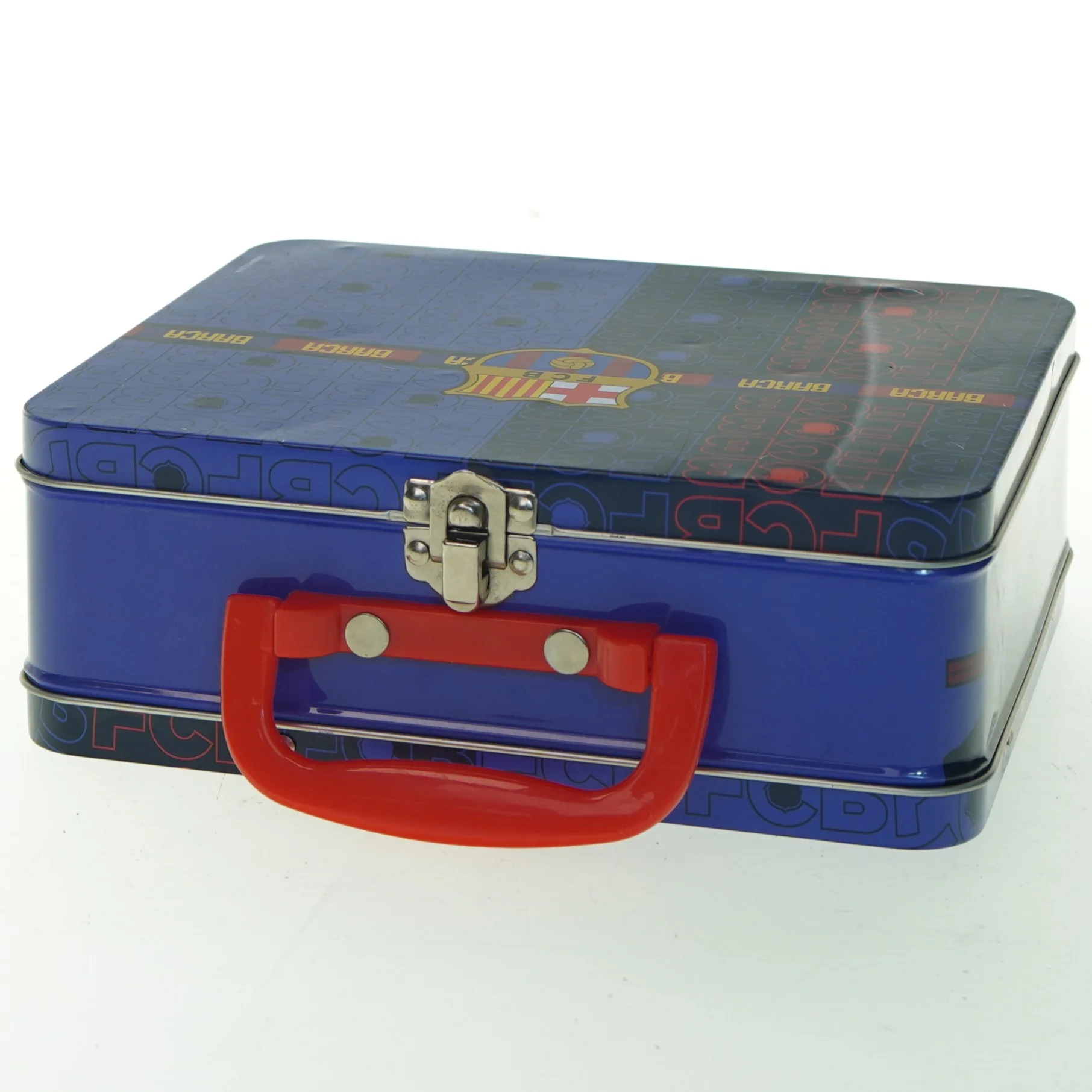 Fodbold FC Barcelona metalkasse med glaskugler(str. 20x16 cm) (str. 20x16 cm)