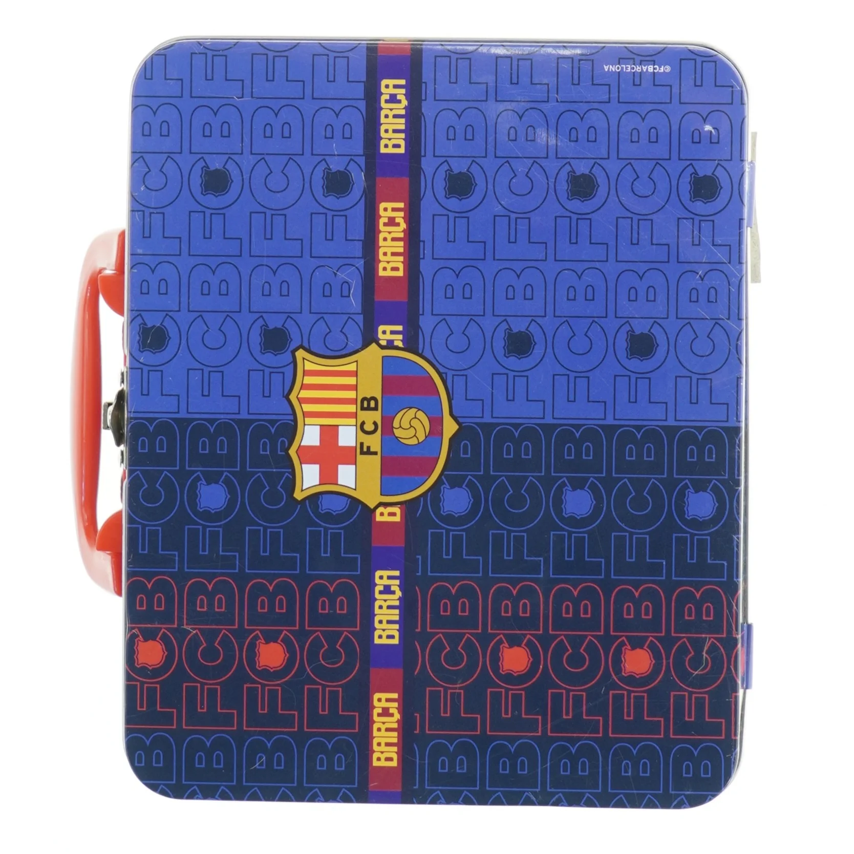 Fodbold FC Barcelona metalkasse med glaskugler(str. 20x16 cm) (str. 20x16 cm)