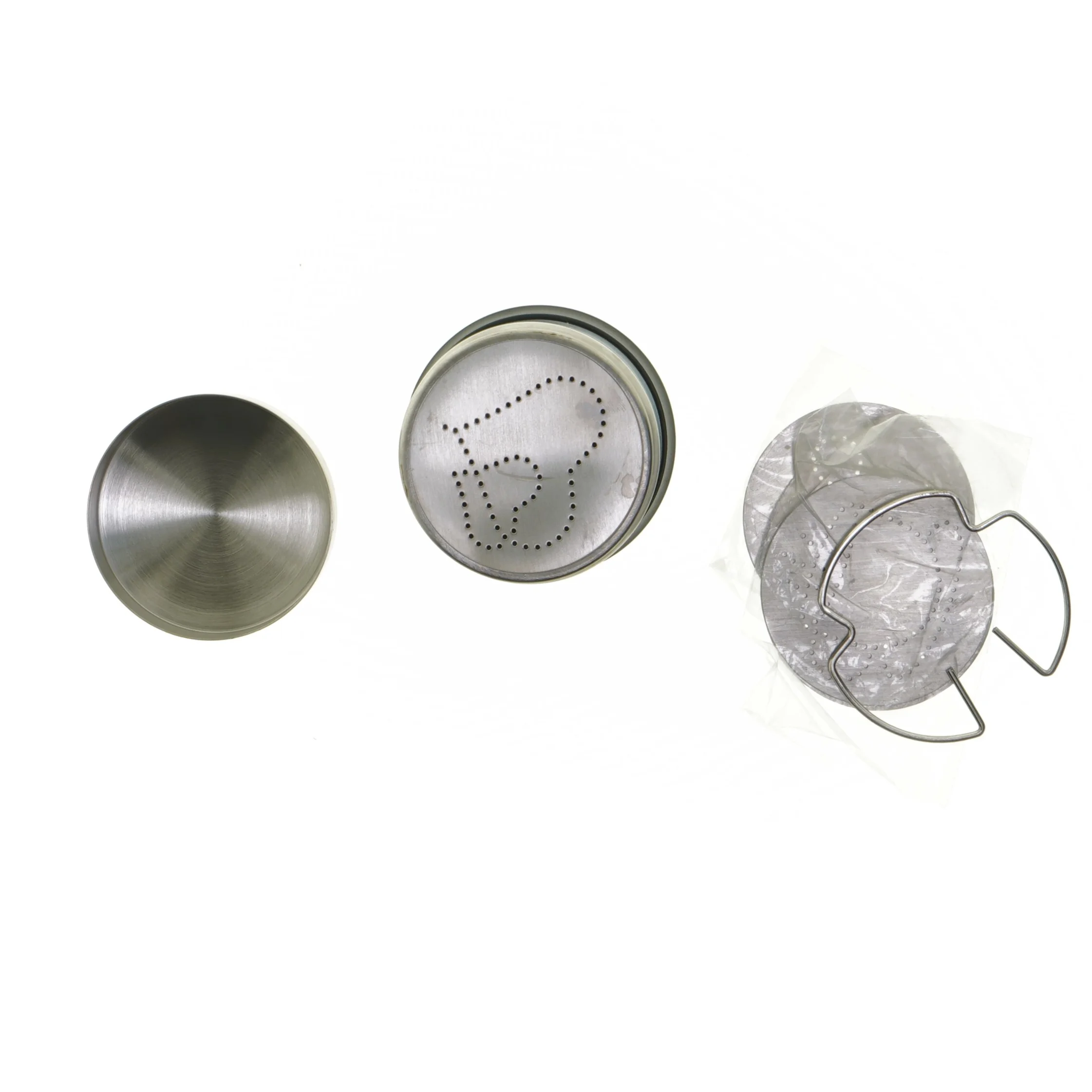 Mokka-dekorationssæt med strødåse og adskillige skabeloner str. Ø. 7 cm. længde. 10,5 cm)