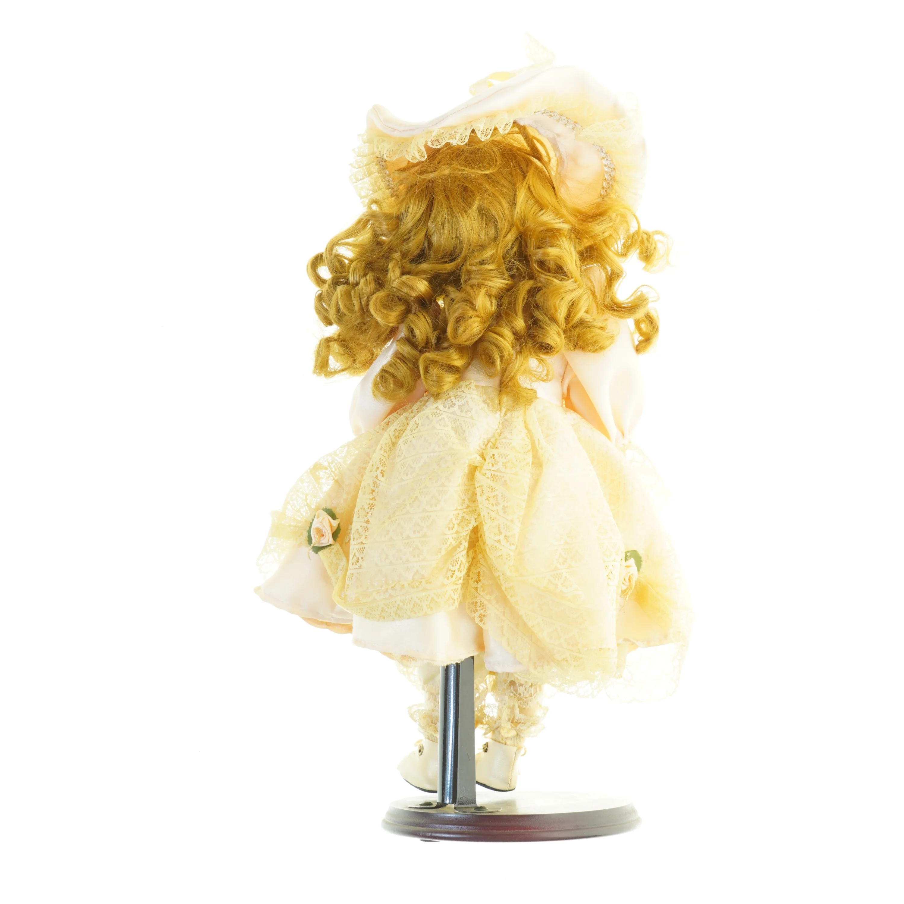 Samlerdukke med krøllet hår (str. 41 x 15 cm)