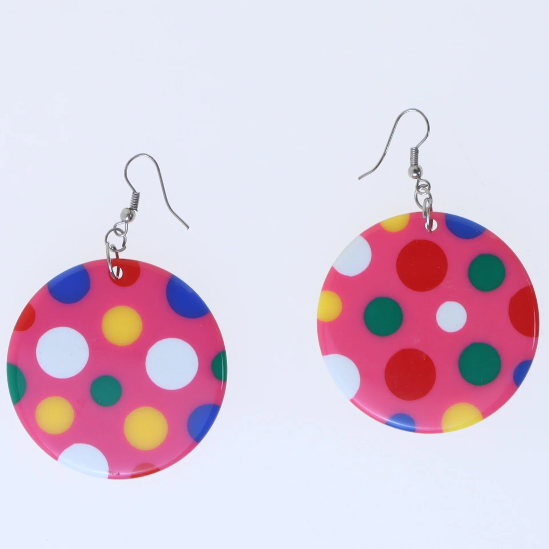 Runde øreringe med polkaprikker (str. Ø 45 mm)