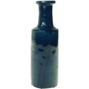 Blå keramik vase signeret 