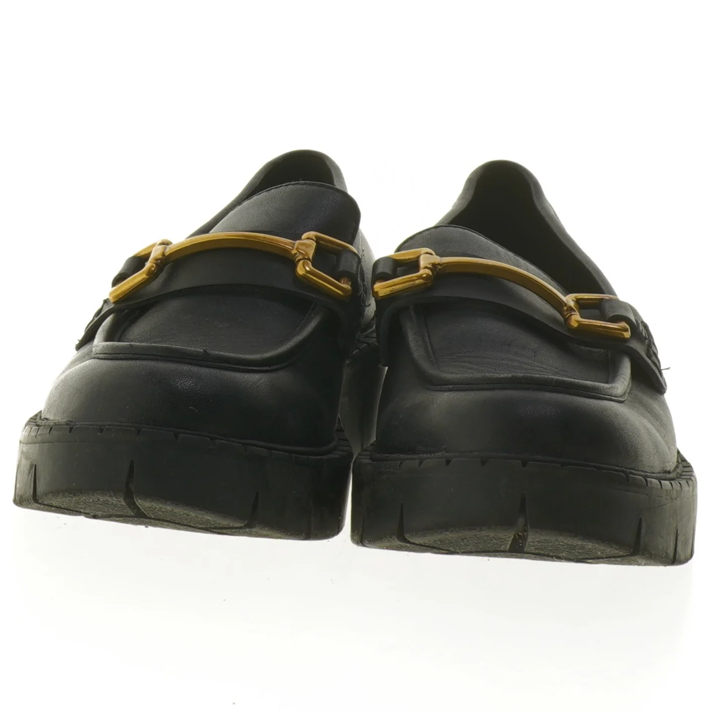 Sort læder loafers med gulddetaljer fra Mng (str. 36 )