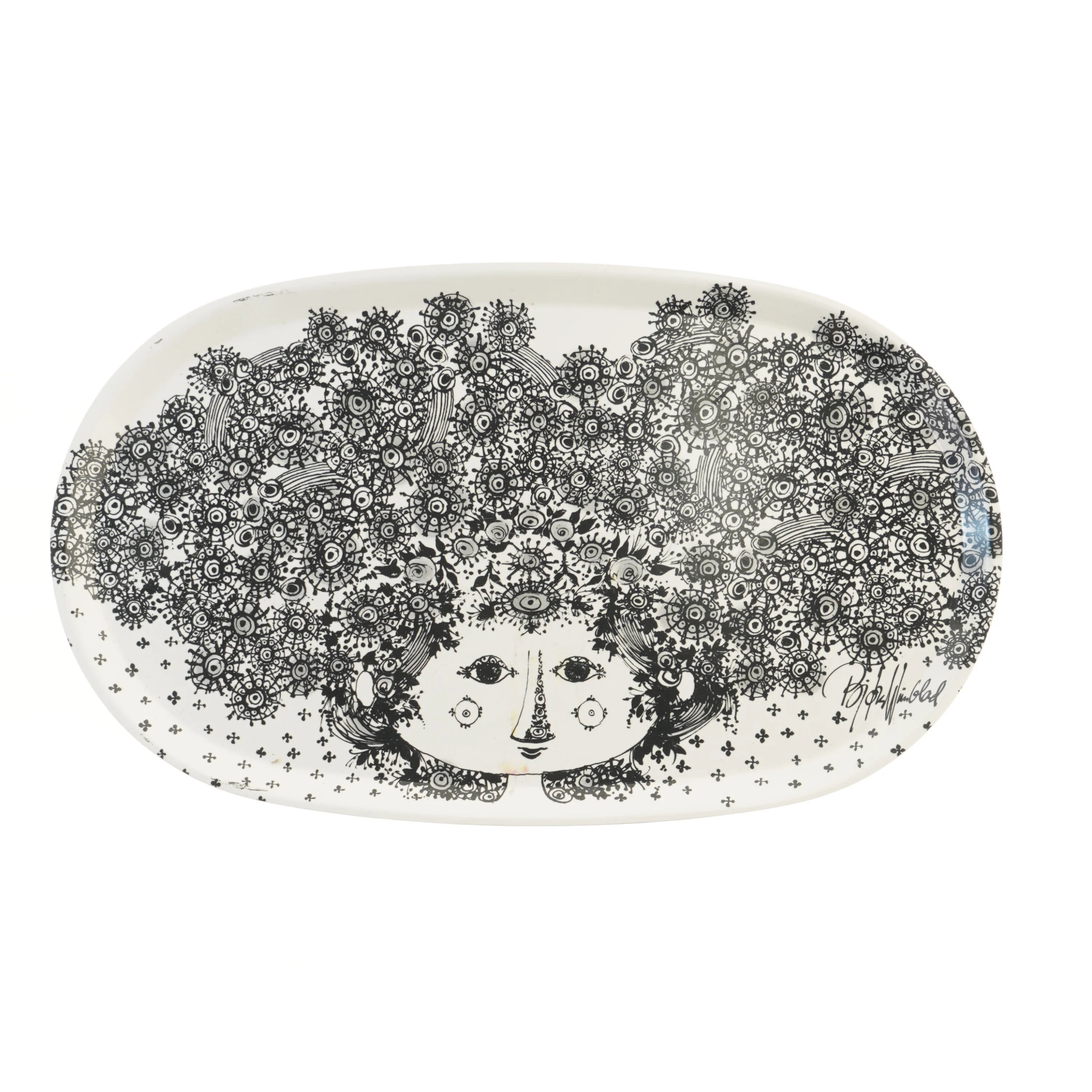 Dekorativt fad med kunstmotiv fra Bjørn Wiinblad (str. 33x56 cm)